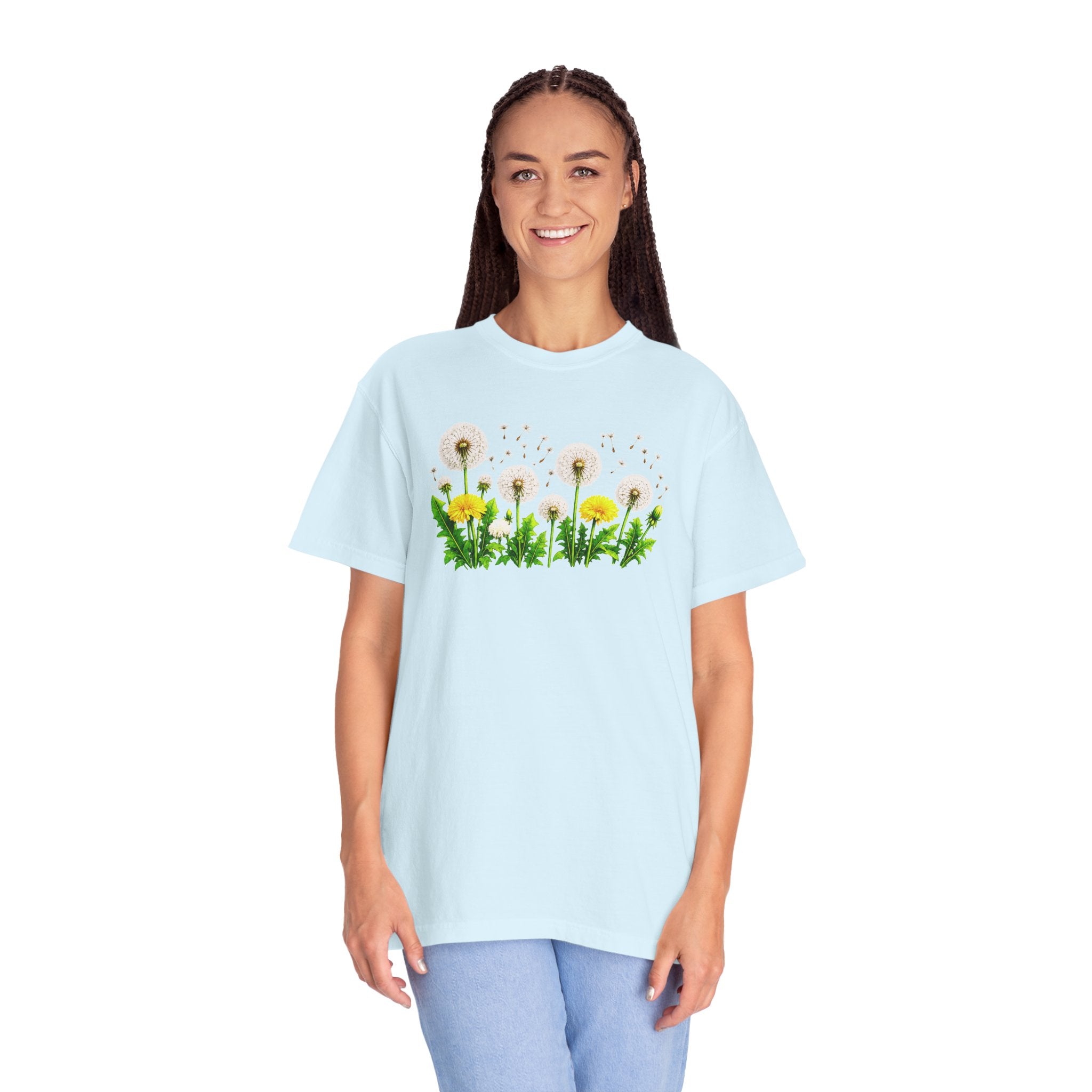 Dandelion Flower Shirt, Wildflower T-Shirt for Women, Botanical Graphic Tee, Spring Garden Shirt, Comfort Colors 1717