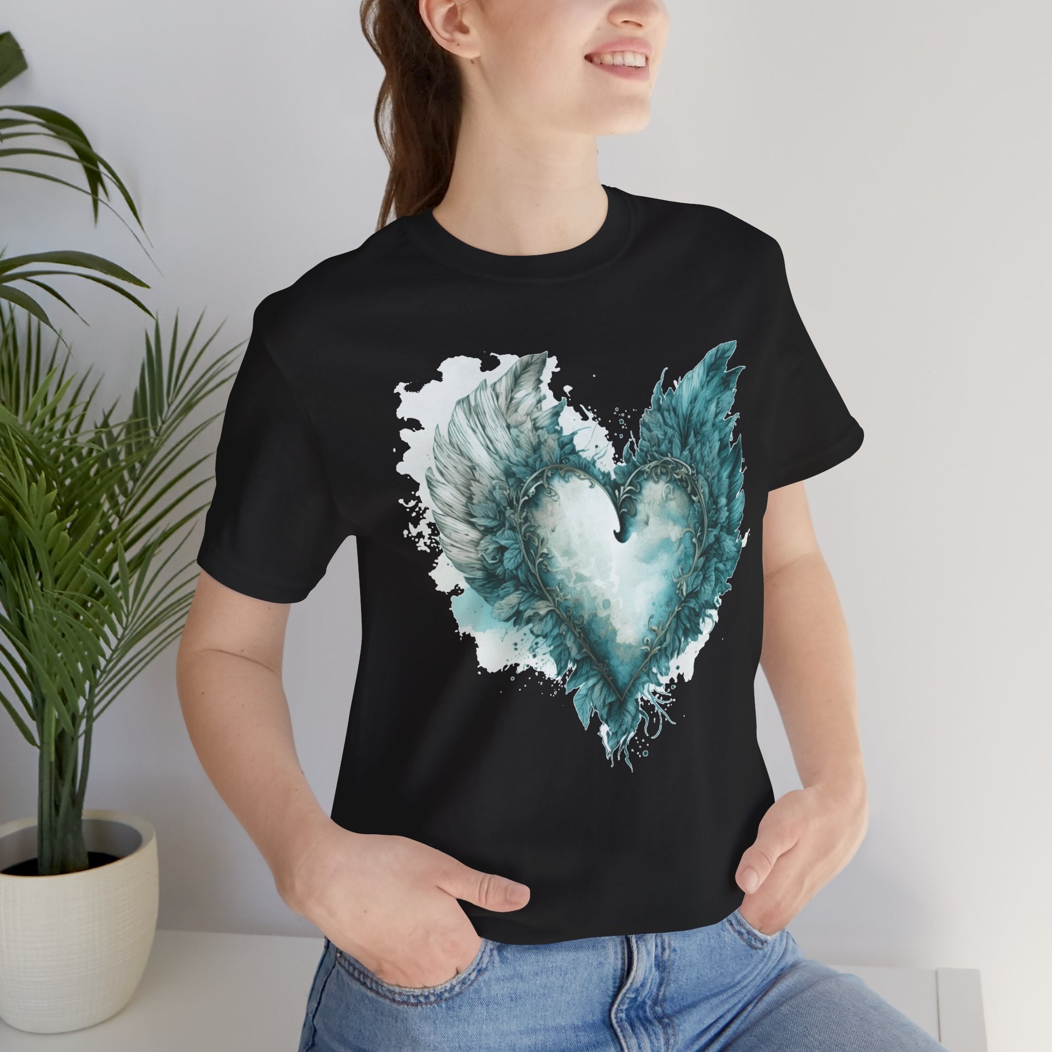 Winged Heart T-Shirt, Watercolor Heart with Wings Shirt, Aesthetic Graphic Tee, Unisex Vintage Style Shirt