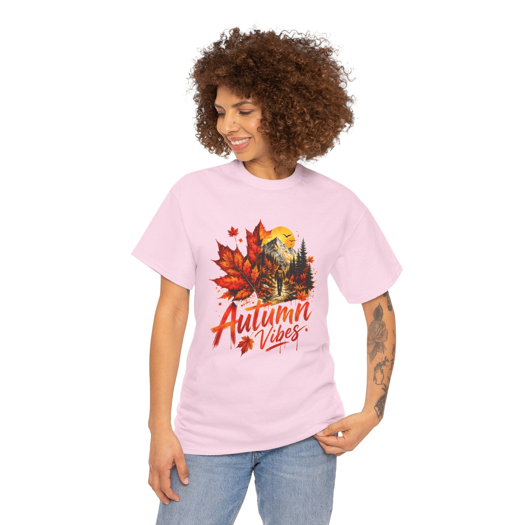 Autumn Vibes Shirt Fall Graphic Tee Colorful Leaves Nature T Shirt Cozy Fall Outfit