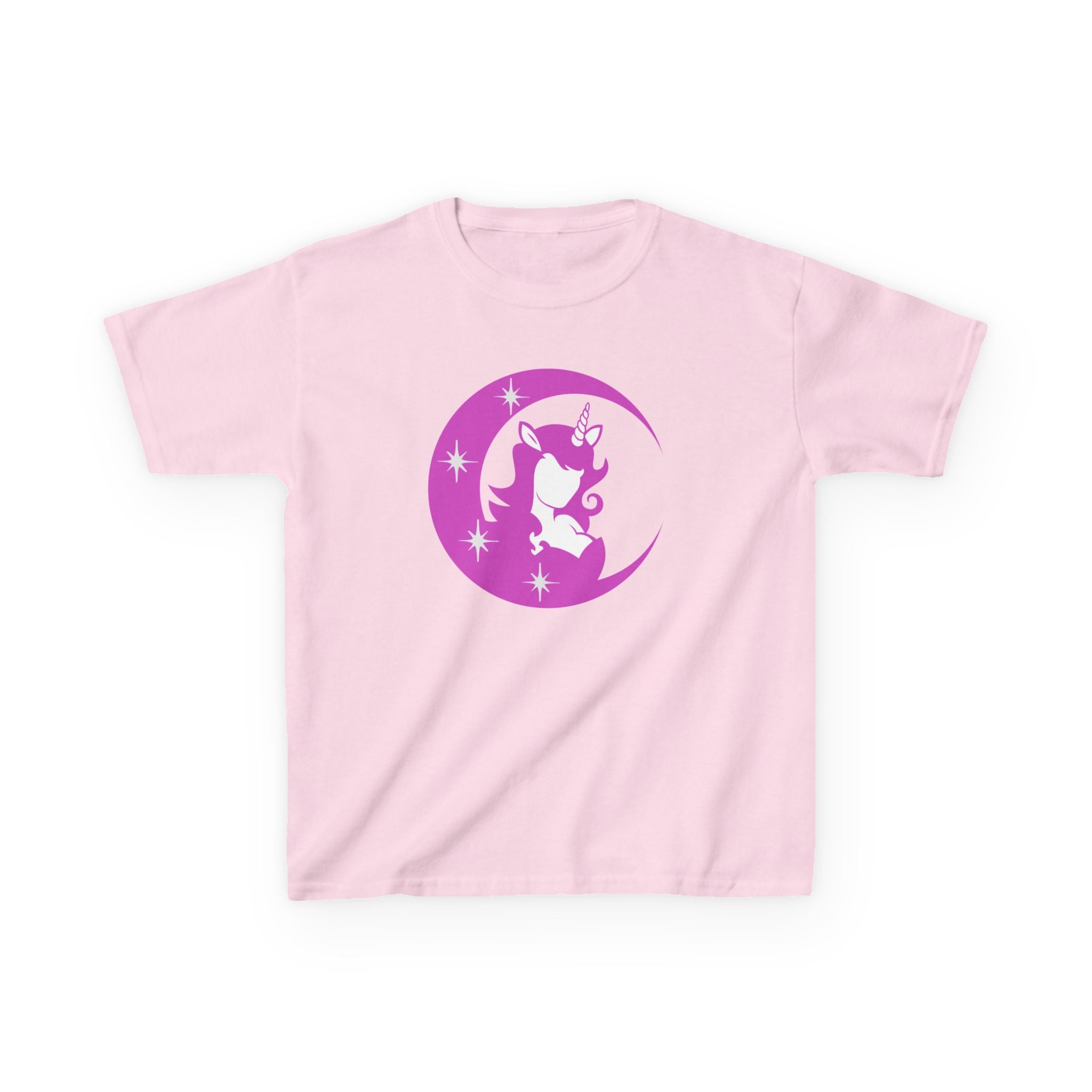 Kids T-Shirt — Pink Unicorn Moon Graphic Tee for Girls