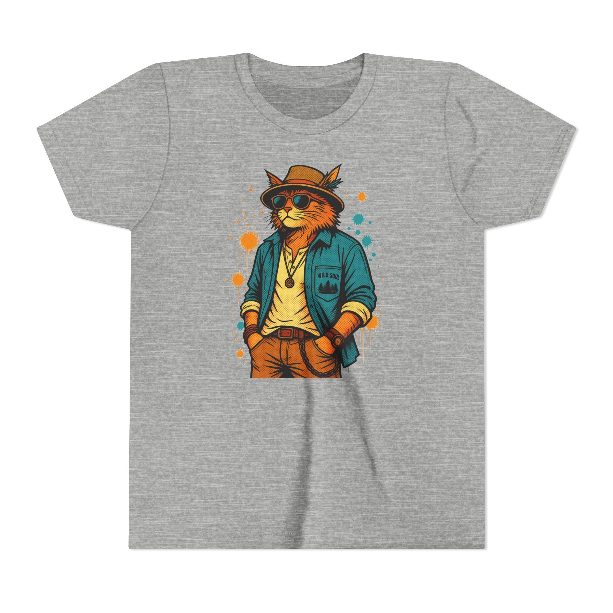 Youth Cat Graphic Tee — Cool Retro Cat in Sunglasses Kids T-Shirt