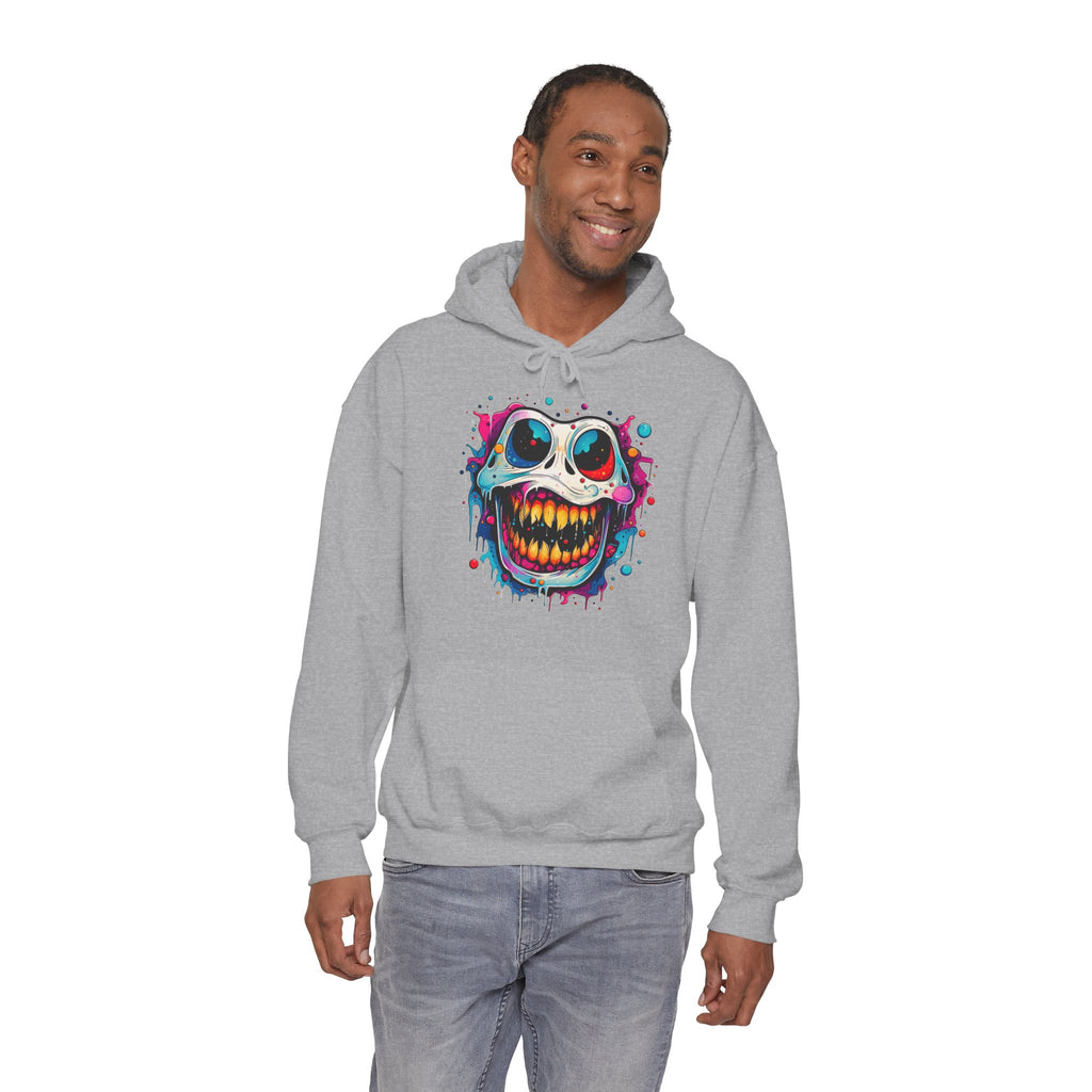 Unisex Skull Smile Hoodie - Colorful Drippy Graffiti Skull Pullover