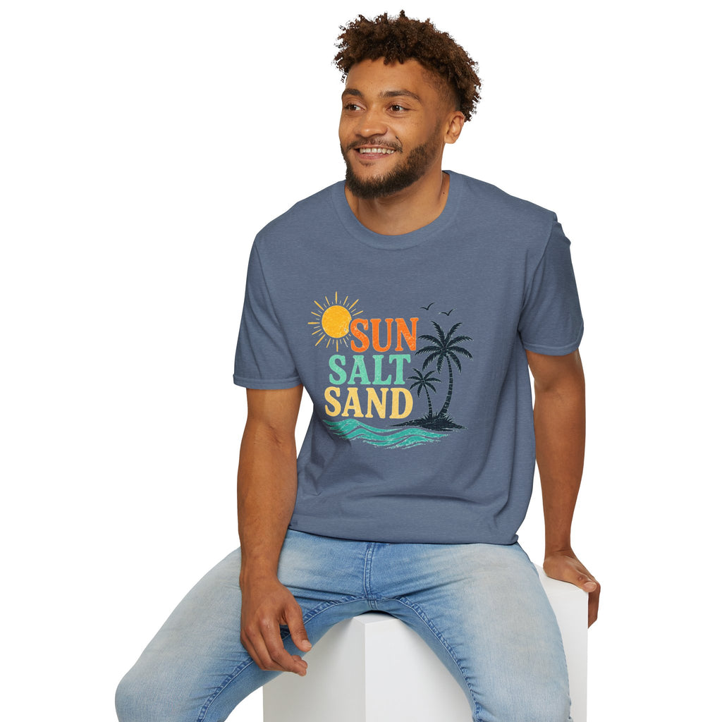 Sun Salt Sand Beach T-Shirt — Palm Tree Summer Vacation Tee
