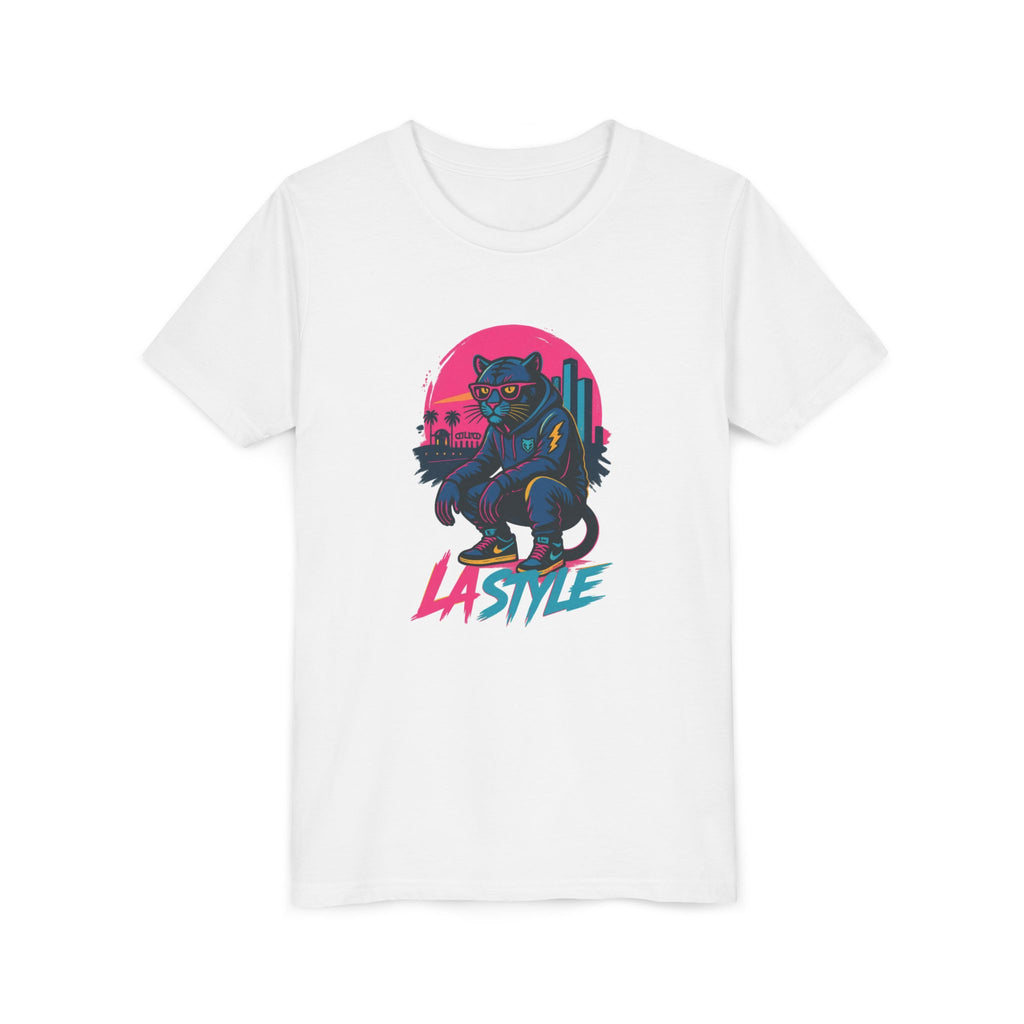 Youth Tee — Retro 'LA Style' Neon Panther Skate Design