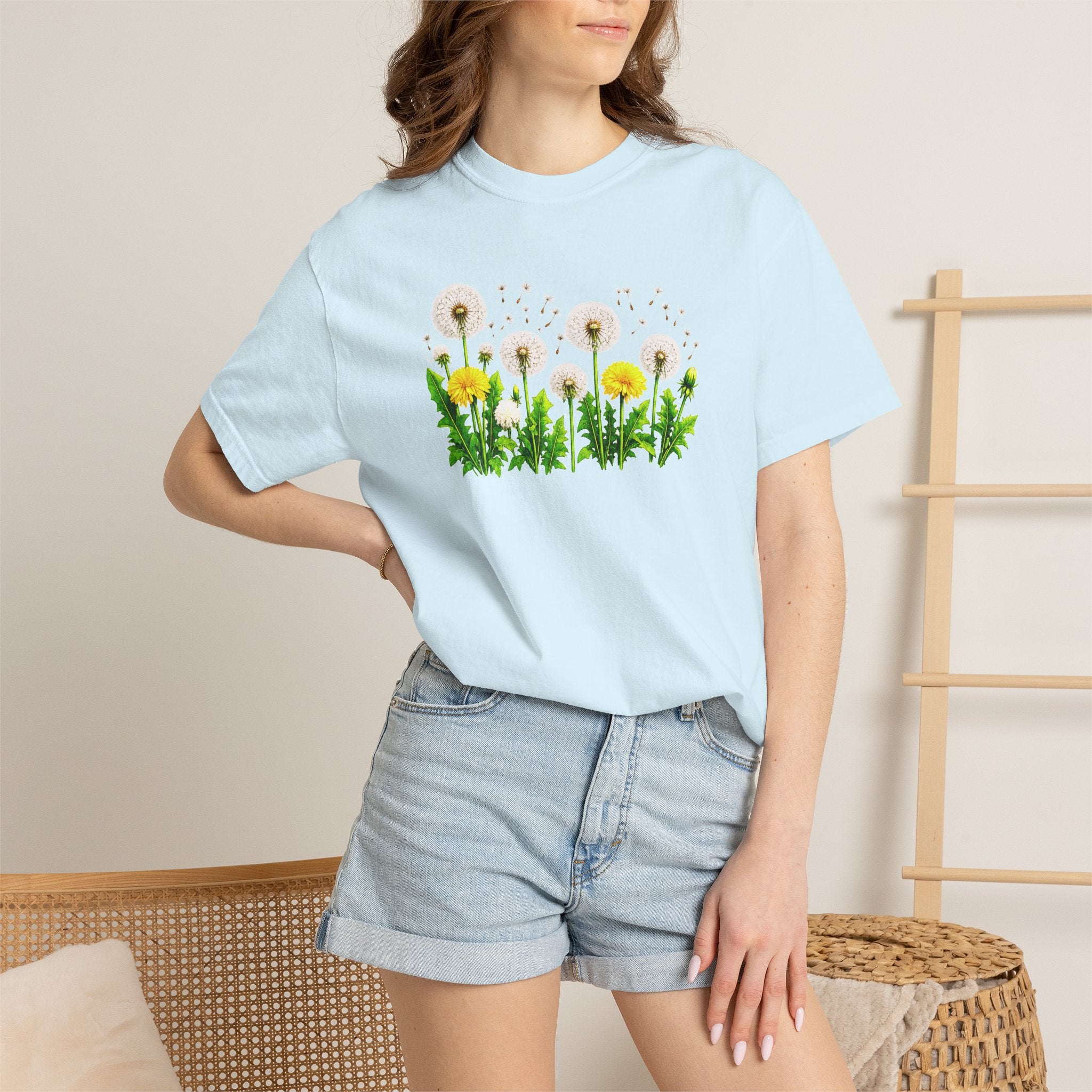 Dandelion Flower Shirt, Wildflower T-Shirt for Women, Botanical Graphic Tee, Spring Garden Shirt, Comfort Colors 1717