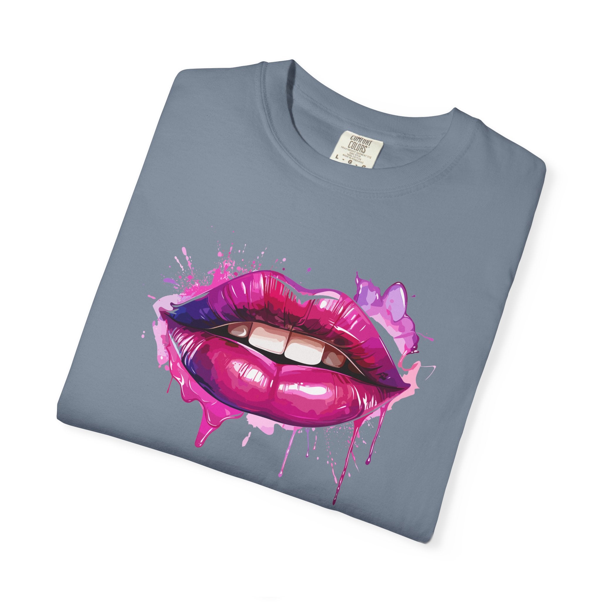 Lip Art T-Shirt — Pink Drip Painted Lips Graphic Tee