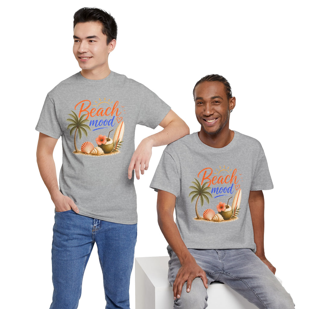 Beach Mood T-Shirt - Tropical Palm, Seashell Graphic Tee