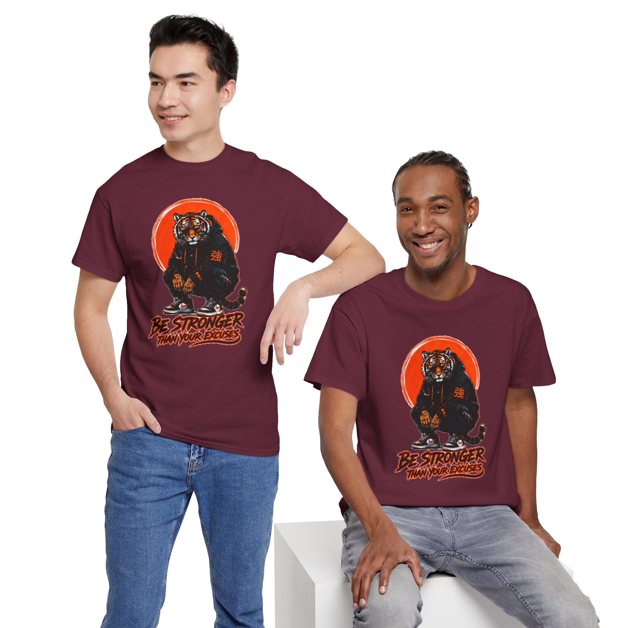 Tiger Graphic Tee — "Be Stronger Than Your Doubts" Motivational T-Shirt