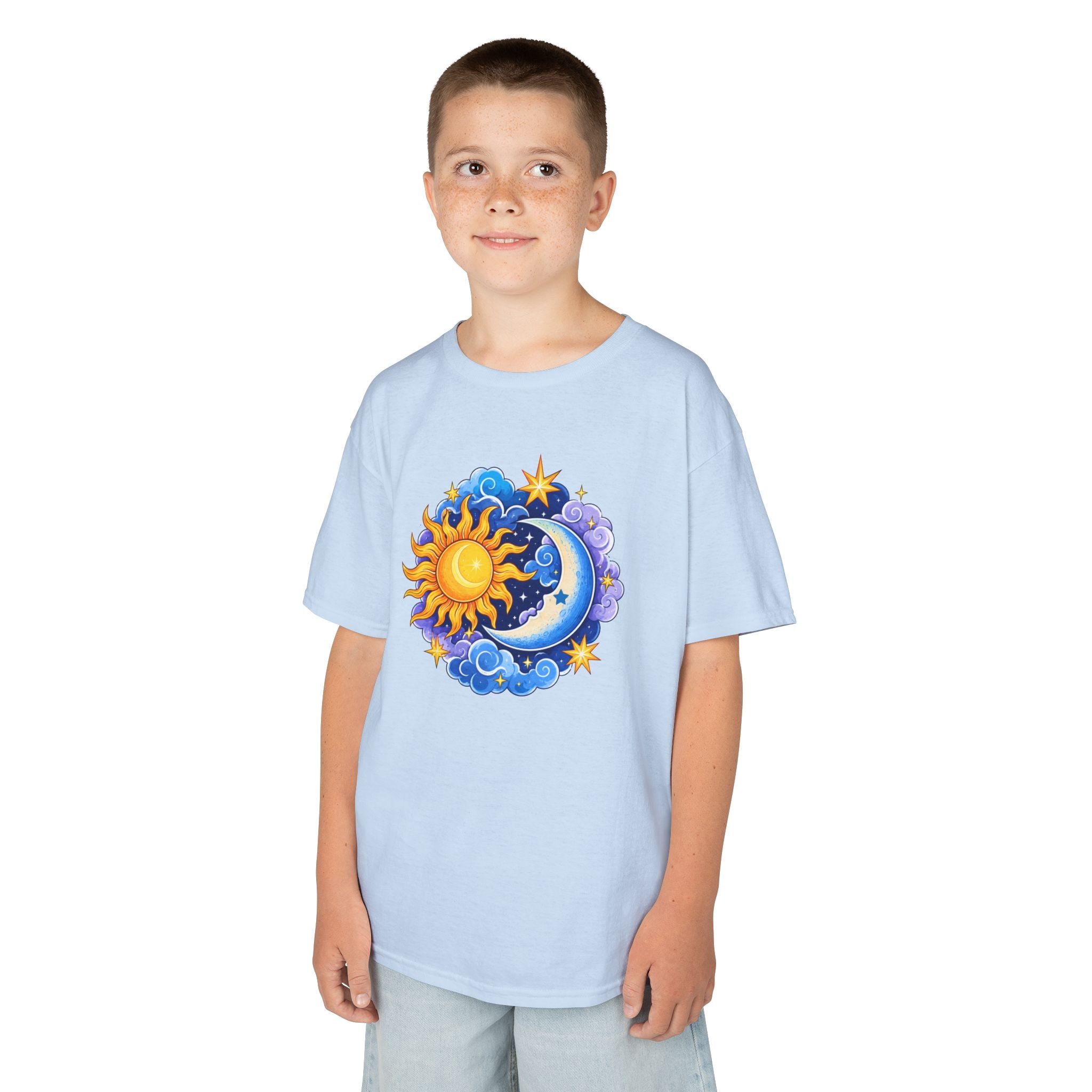 Kids Sun & Moon Graphic Tee — Colorful Celestial Design