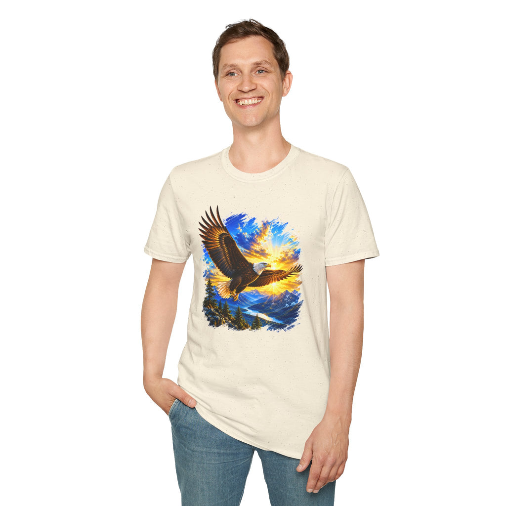 Majestic Eagle Sunset T-Shirt | Freedom Eagle Graphic Tee | Nature Wildlife Shirt | Mountain Sunset Unisex Tee | Outdoor Adventure Gift