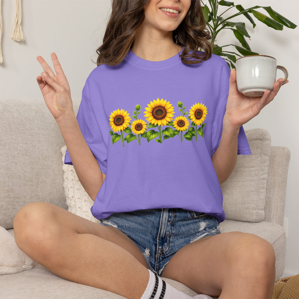 Sunflower Shirt for Women, Sunflower T-Shirt, Floral Graphic Tee, Botanical Shirt, Wildflower Tee, Comfort Colors 1717