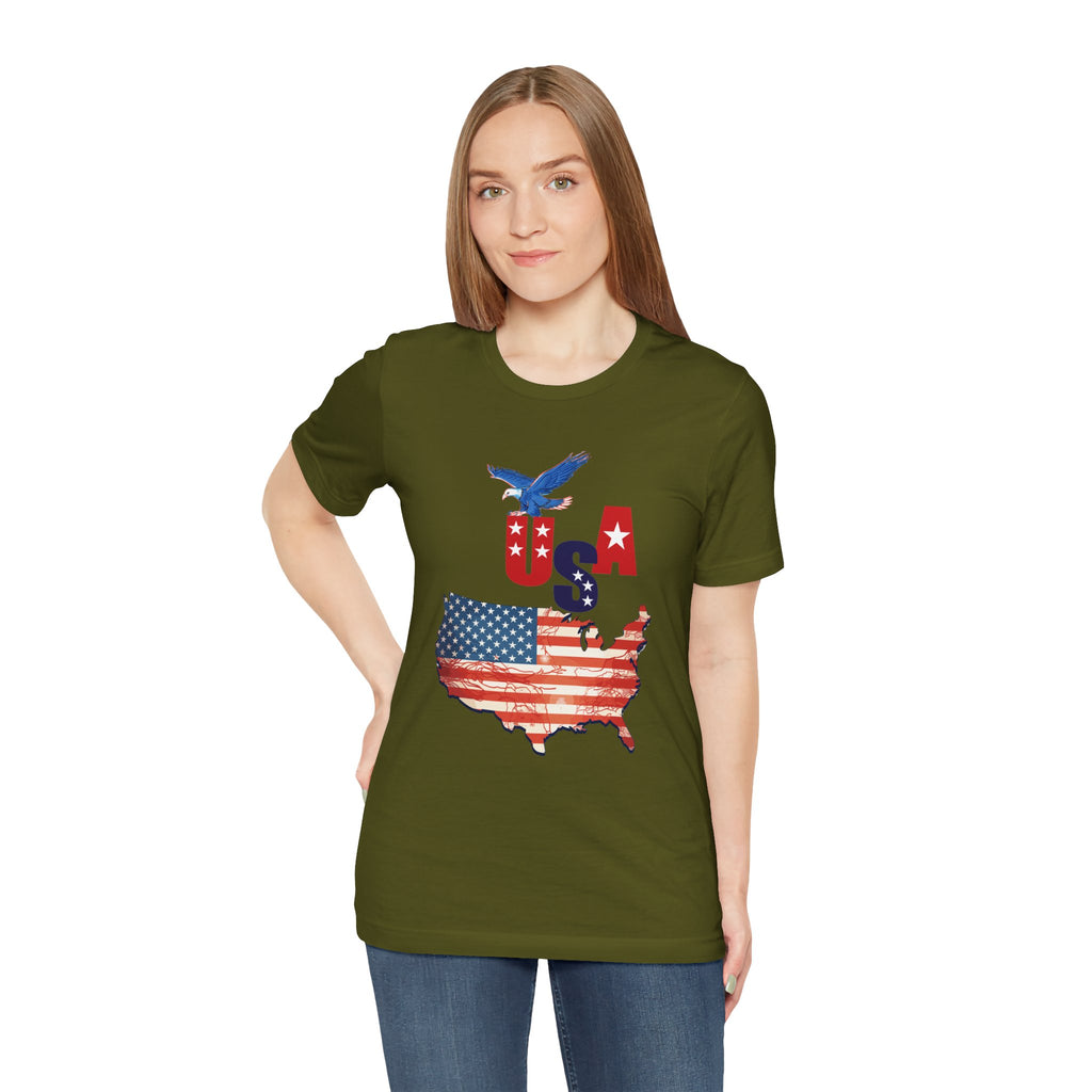 USA Flag Map T-Shirt, Patriotic Eagle Shirt, 4th of July Shirt, American Flag Tee, Independence Day Gift
