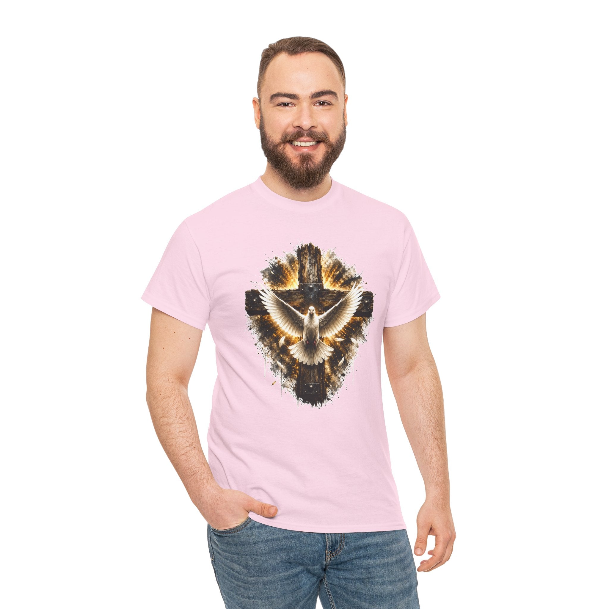 Christian Dove Cross T-Shirt | Holy Spirit Shirt | Faith Graphic Tee | Religious Gift | Bible Believer Shirt | Unisex Christian Tee