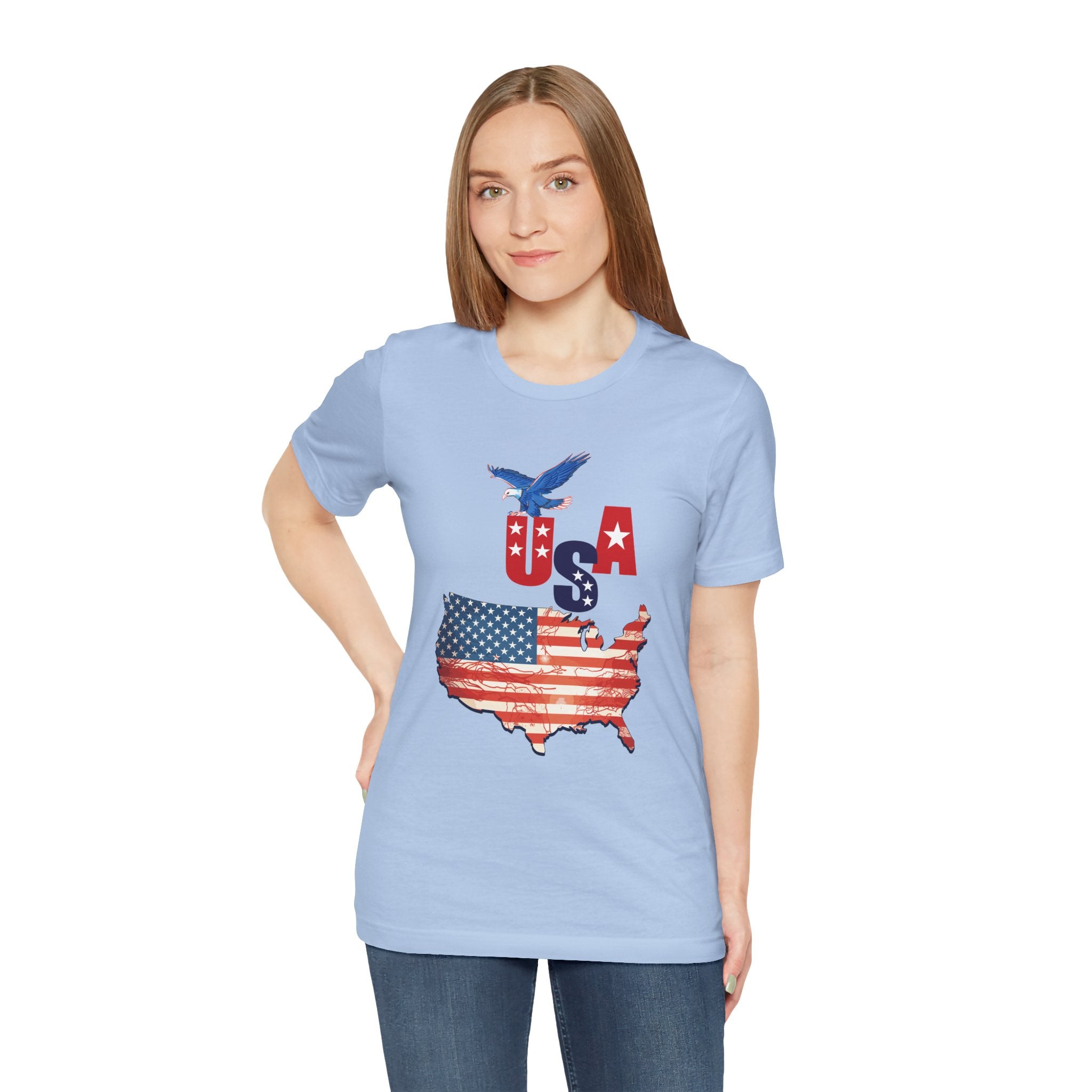 USA Flag Map T-Shirt, Patriotic Eagle Shirt, 4th of July Shirt, American Flag Tee, Independence Day Gift