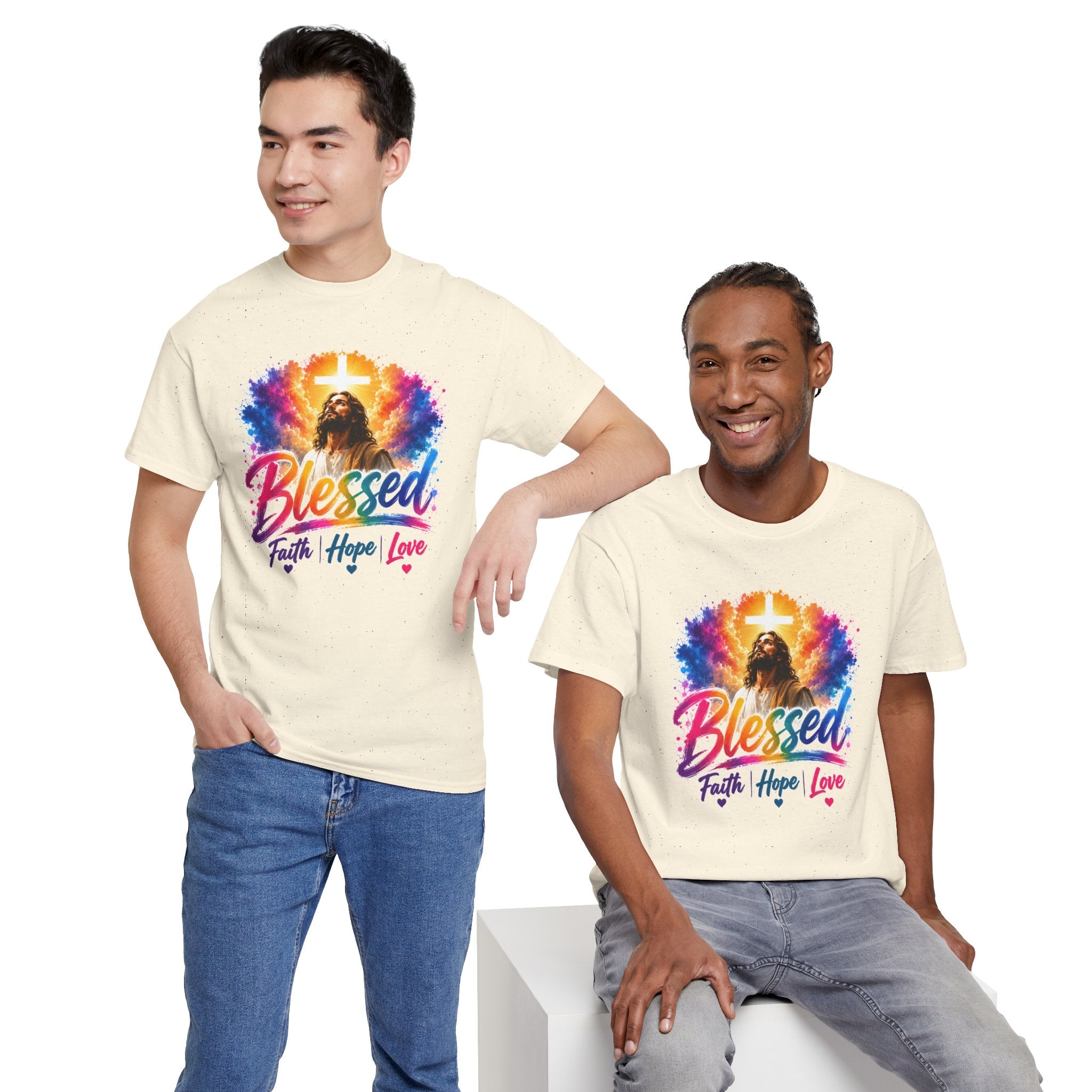 Blessed Faith Hope Love Shirt, Jesus Cross Christian Tee, Religious Gift, Colorful Faith Unisex T-Shirt