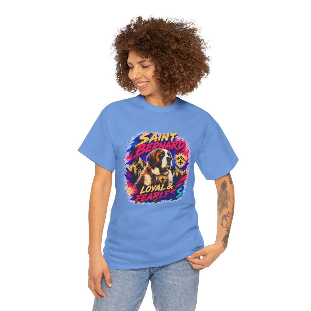 Saint Bernard Dog Shirt, Loyal & Fearless T-Shirt, Colorful Saint Bernard Tee, Dog Lover Gift, Unisex Graphic Tee