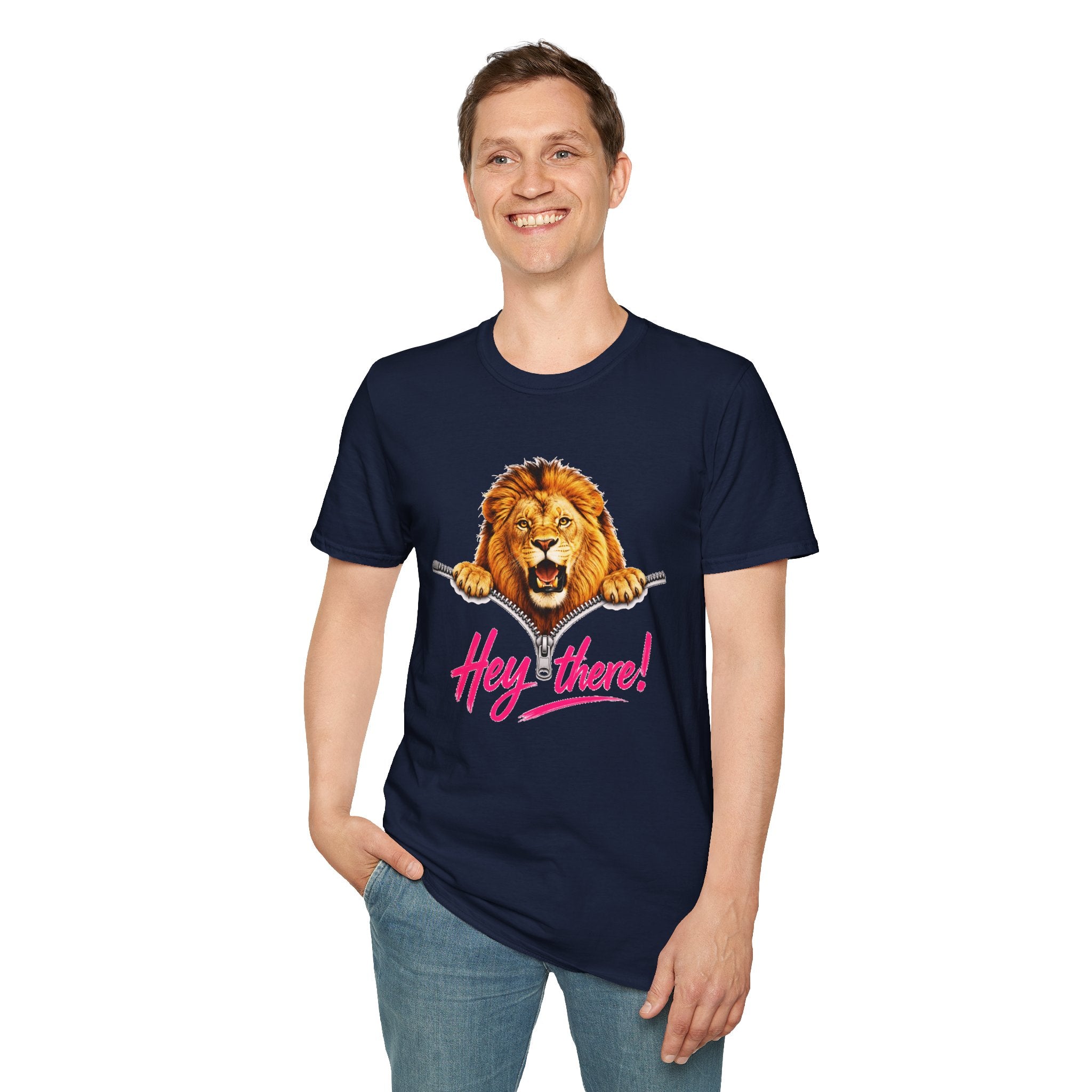 Lion Graphic Tee, Hey There Lion Shirt, Cute Roaring Lion T-Shirt, Funny Animal Graphic Tee, Unisex Casual Shirt