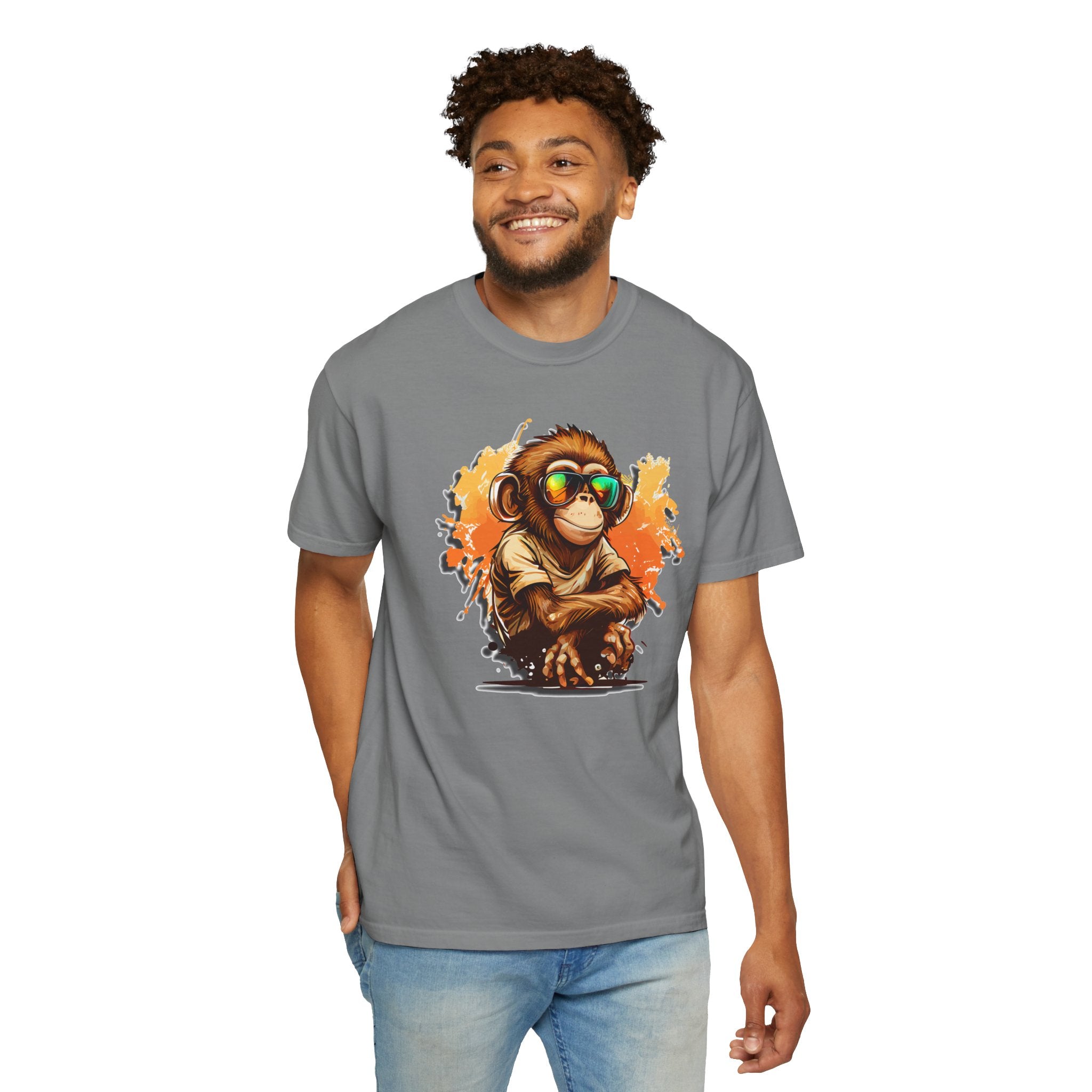 Cool Monkey Graphic T-Shirt | Funny Chimp Sunglasses Tee | Streetwear Animal Shirt | Unisex Casual Gift
