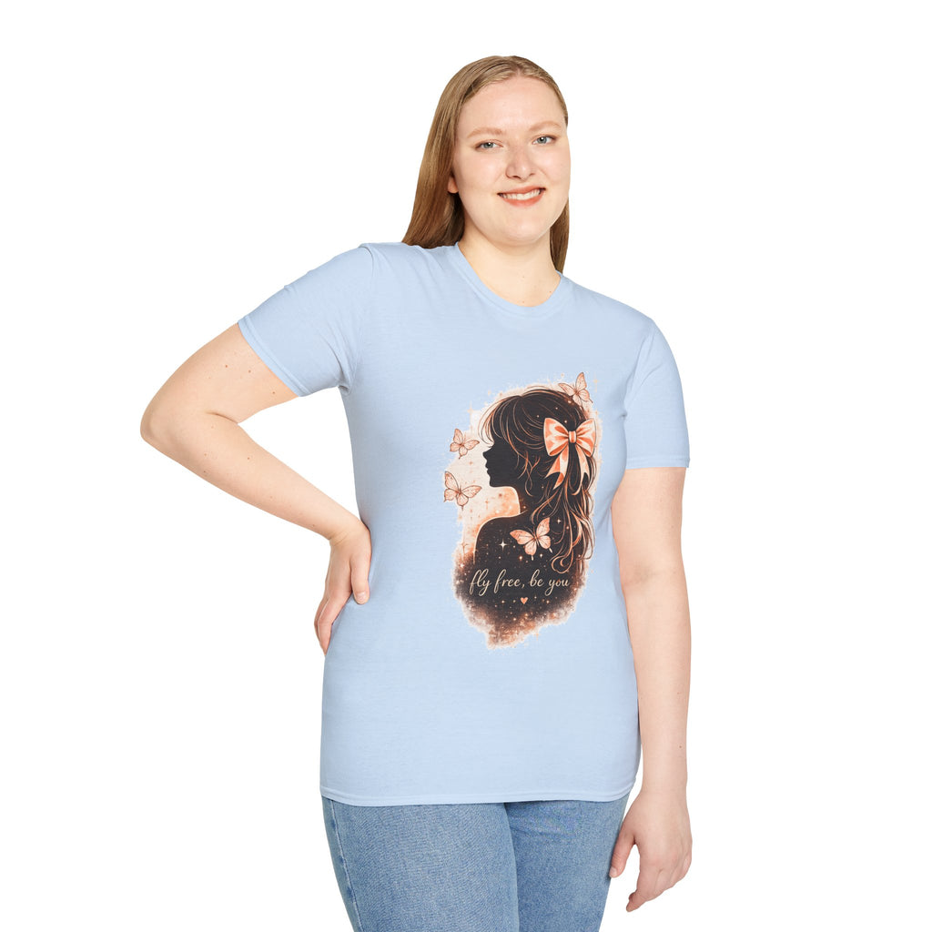 Coquette Butterfly Shirt, Feminine Aesthetic Tee, Soft Girl T-Shirt, Bow Graphic Tee, Cute Butterfly Shirt for Women, Trendy Pinterest Style