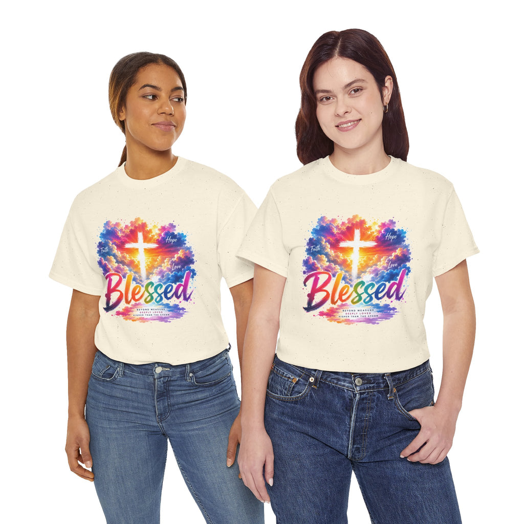 Blessed Christian T-Shirt, Colorful Cross Shirt, Faith Graphic Tee, Jesus Lover Gift, Religious Unisex Shirt