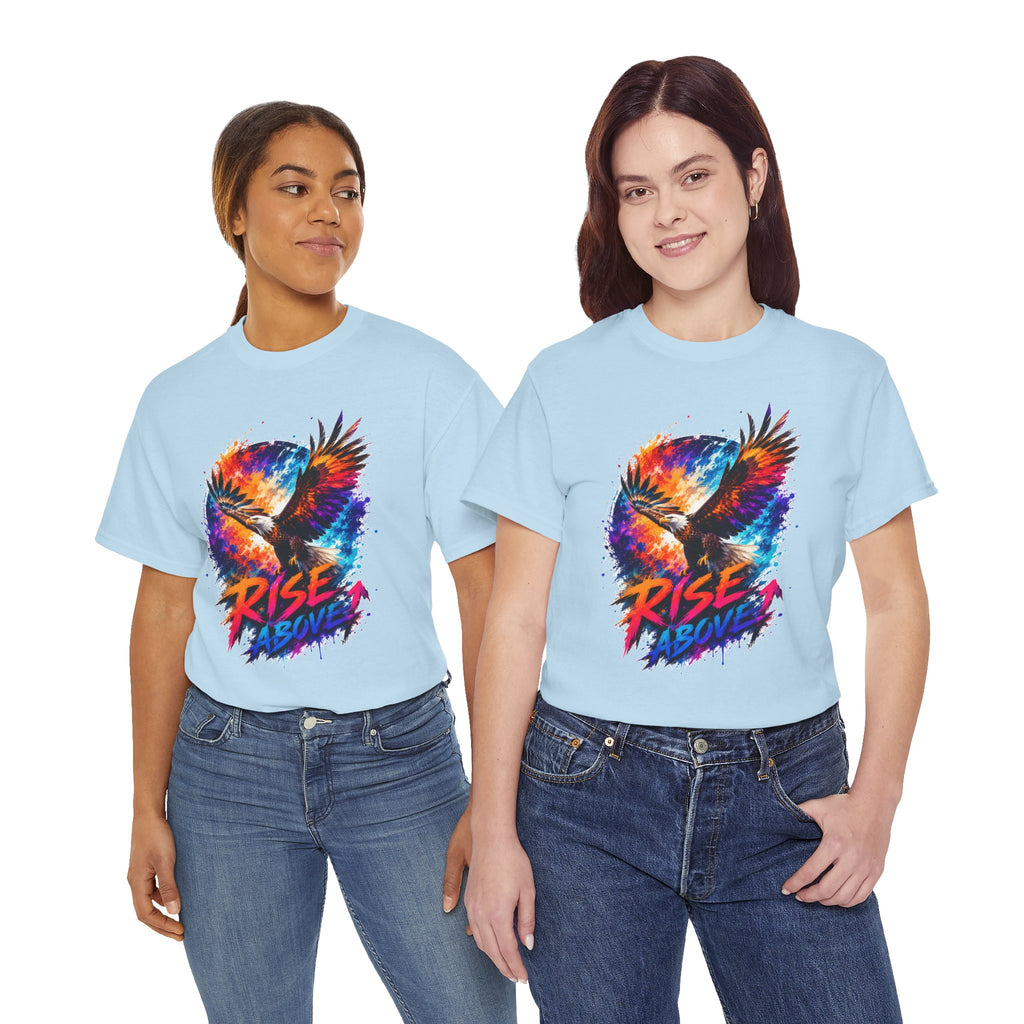Rise Above Eagle Graphic T-Shirt | Motivational Unisex Tee | Colorful Freedom Bird Shirt