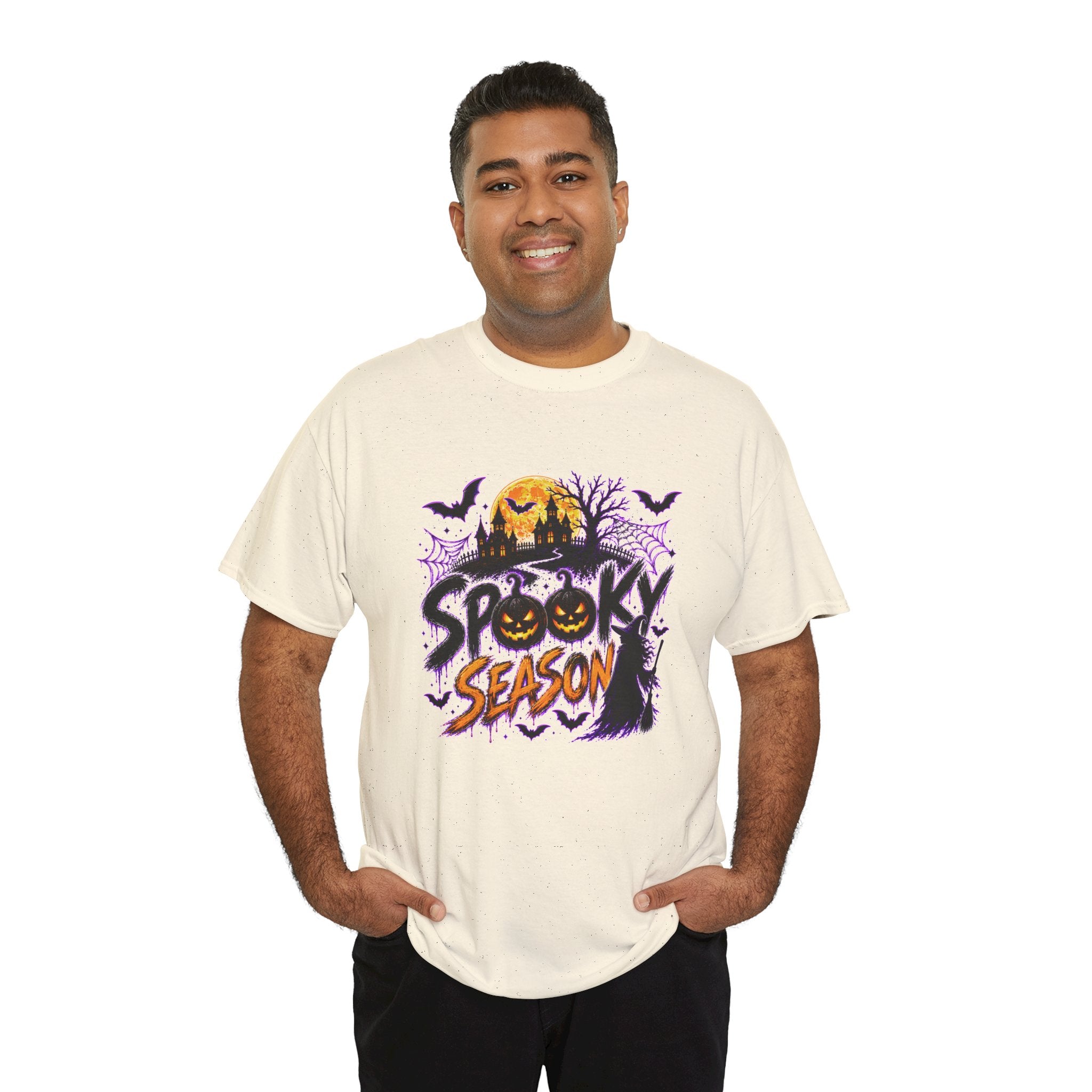 Spooky Season Halloween T-Shirt, Jack O Lantern Pumpkin Tee, Haunted House Graphic Shirt, Unisex Halloween Tee