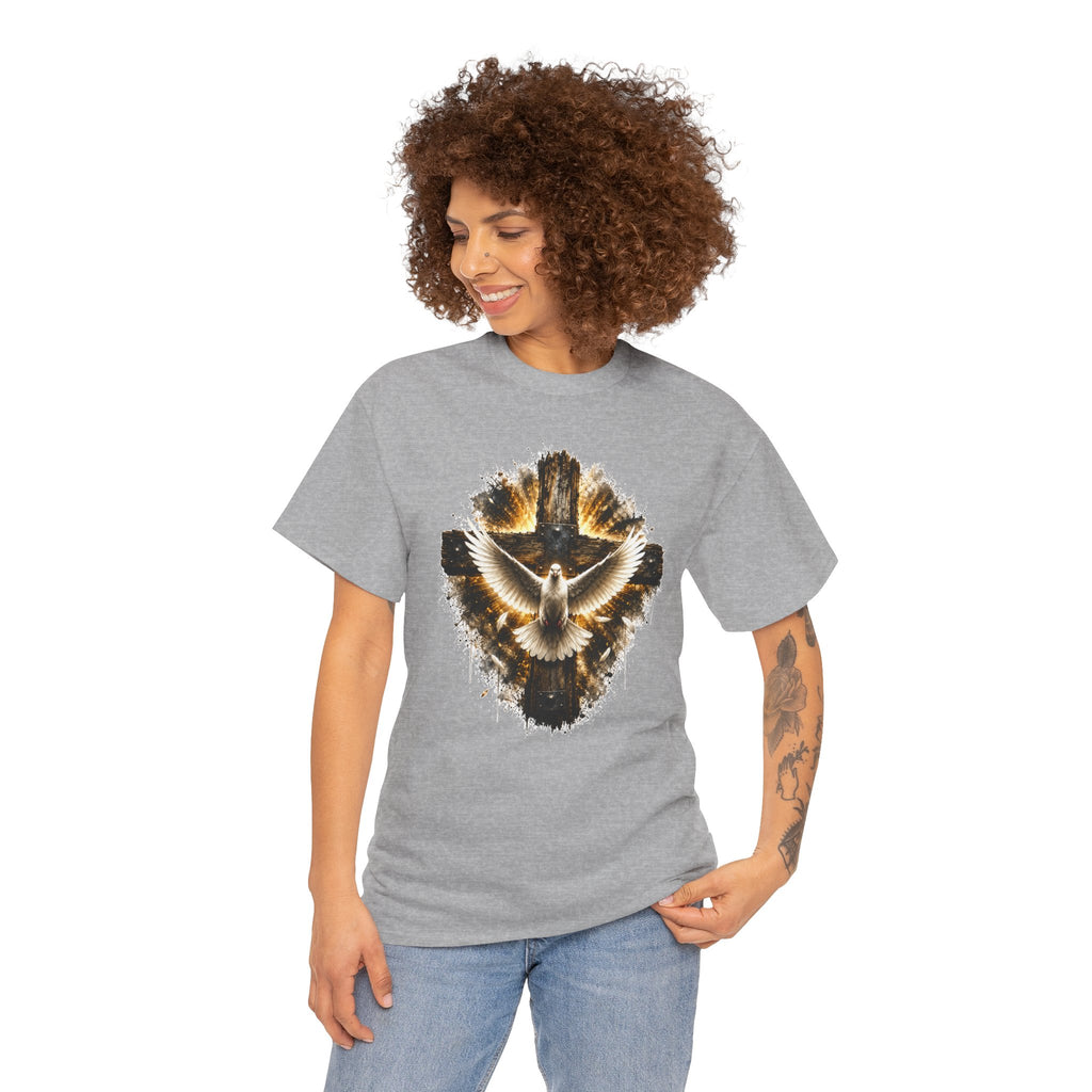 Christian Dove Cross T-Shirt | Holy Spirit Shirt | Faith Graphic Tee | Religious Gift | Bible Believer Shirt | Unisex Christian Tee