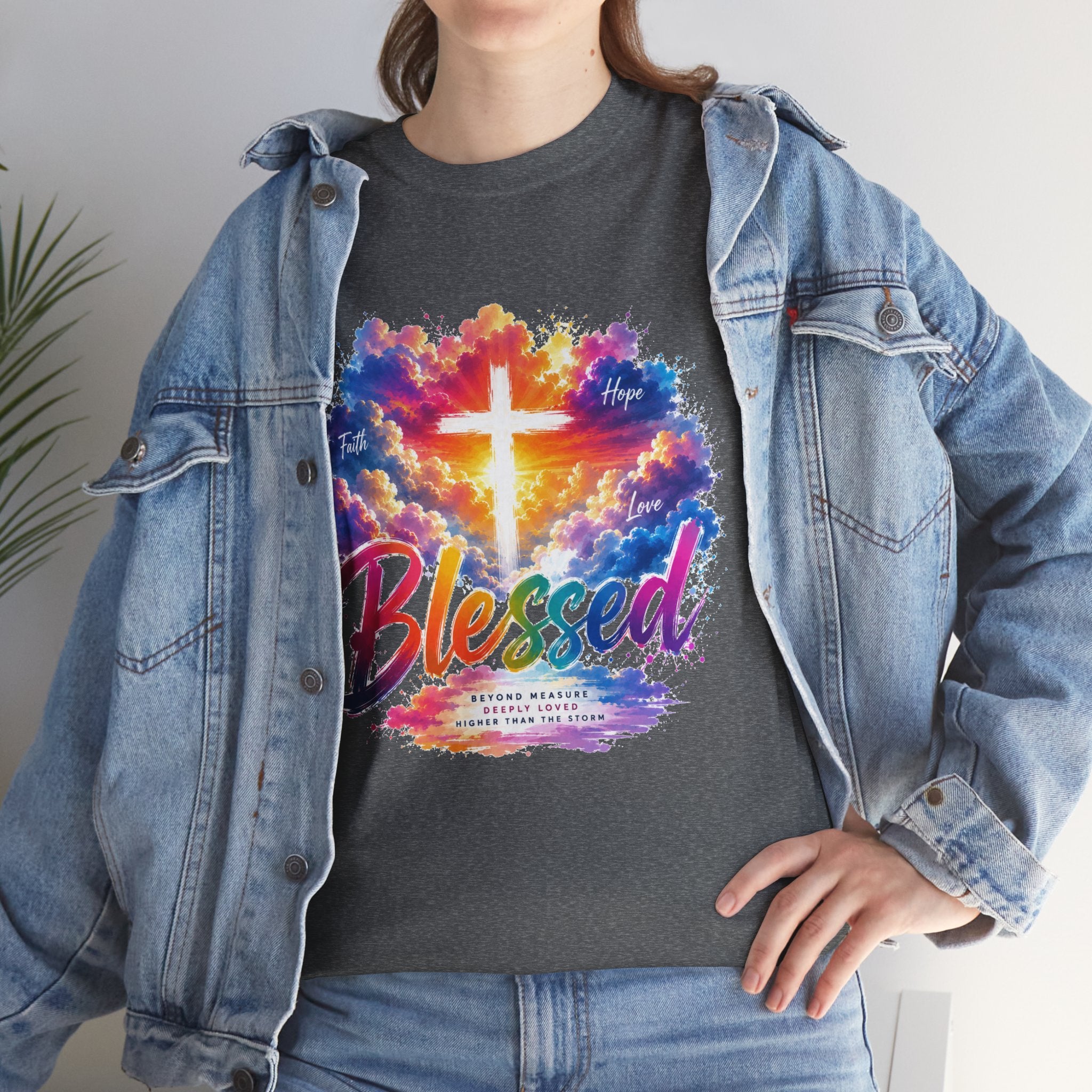 Blessed Christian T-Shirt, Colorful Cross Shirt, Faith Graphic Tee, Jesus Lover Gift, Religious Unisex Shirt