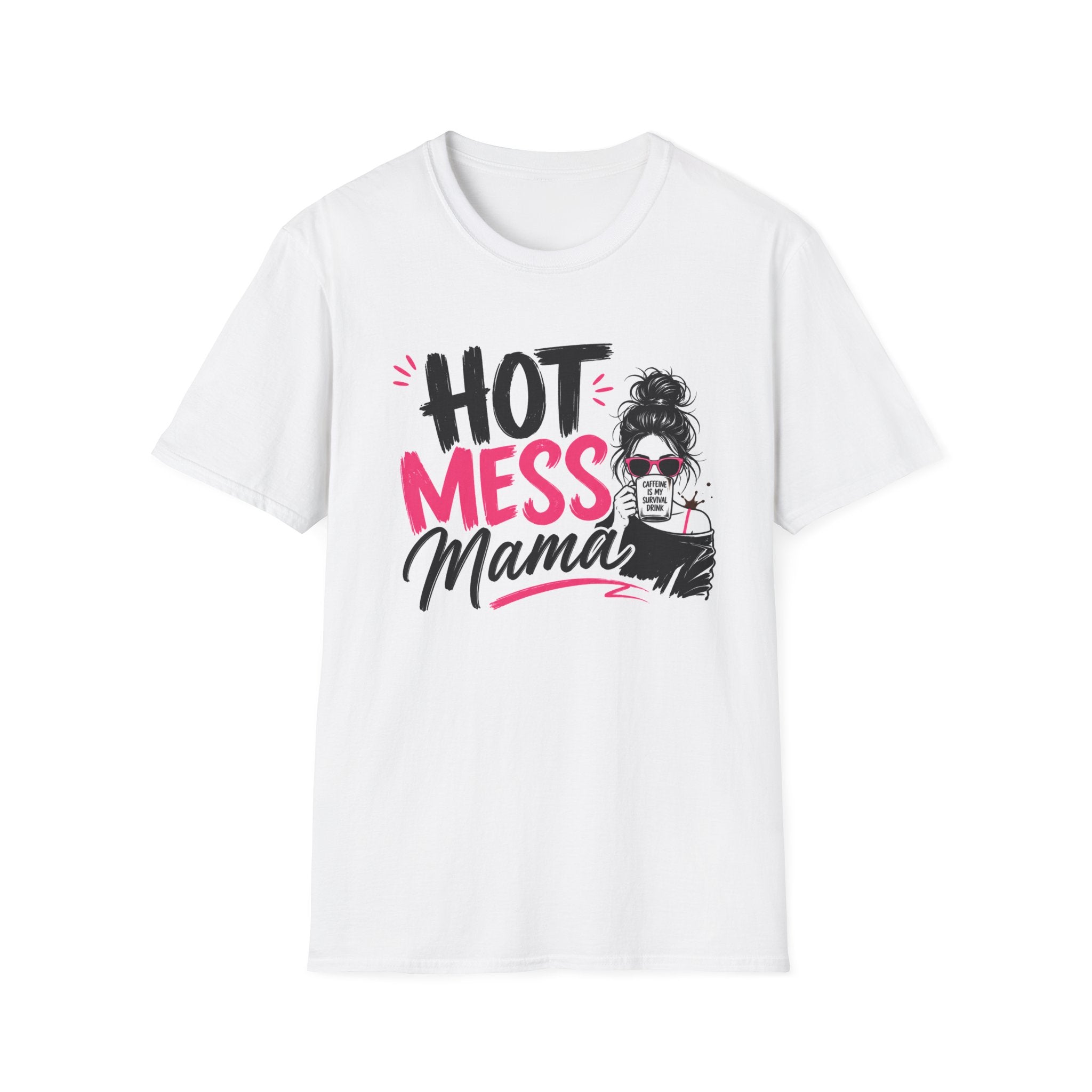 Hot Mess Mama Coffee Lover Shirt, Funny Mom Life Graphic Tee, Caffeine Humor T-Shirt for Moms