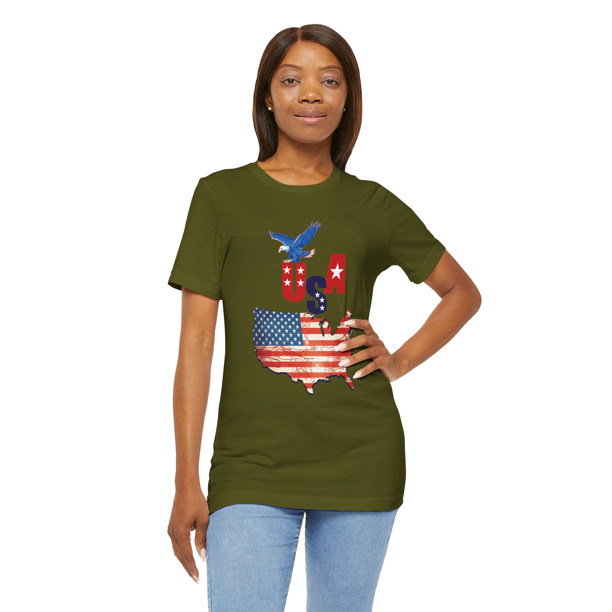 USA Flag Map T-Shirt, Patriotic Eagle Shirt, 4th of July Shirt, American Flag Tee, Independence Day Gift