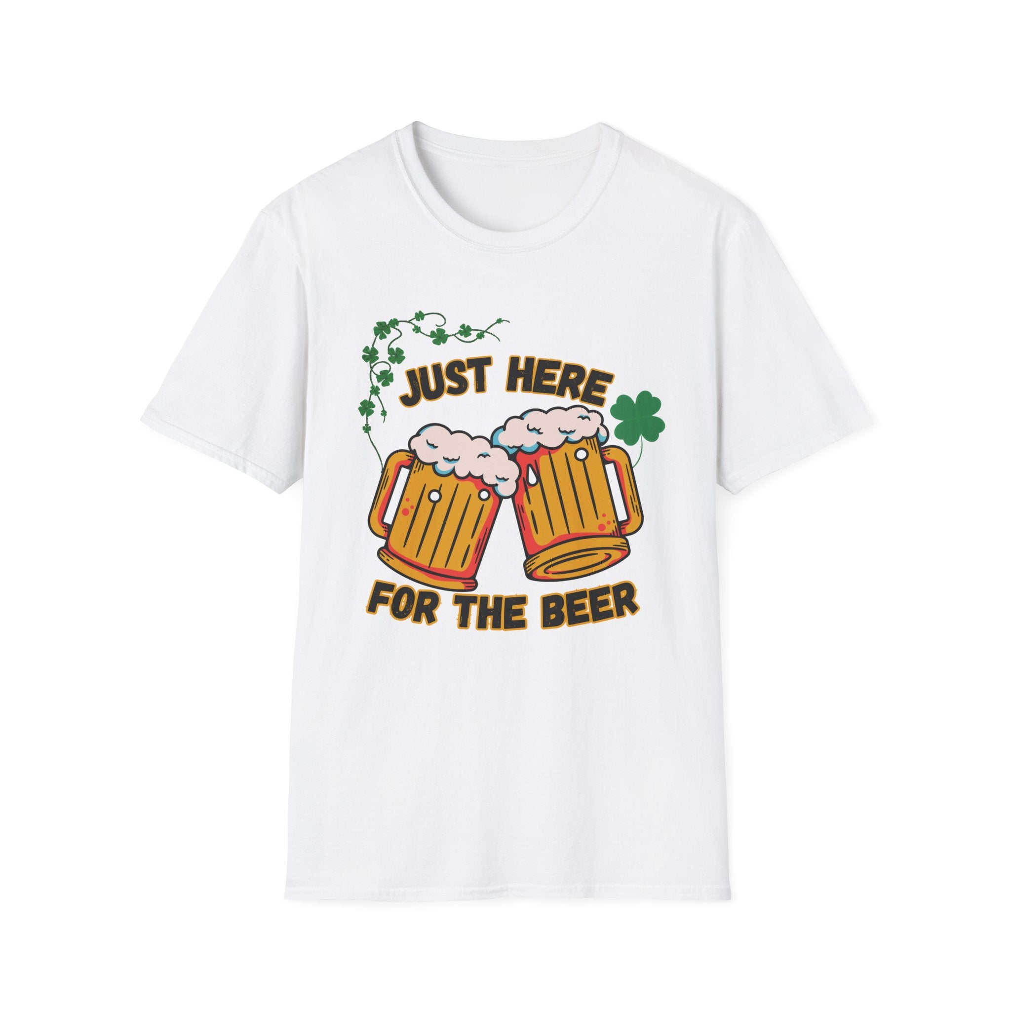 St. Patrick’s Beer T-Shirt — "Just Here for the Beer" Funny Clover Pub Tee