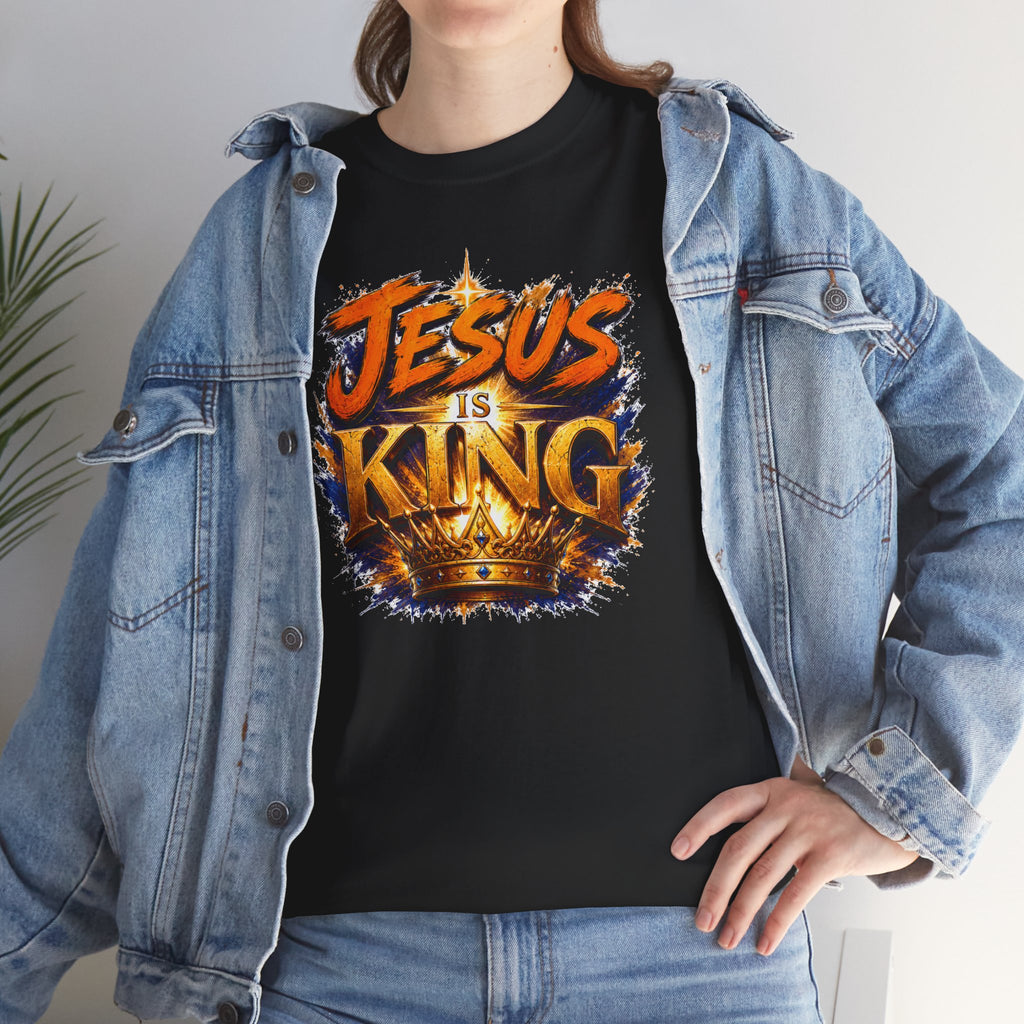 Jesus Is King Christian T-Shirt | Crown Graphic Tee | Religious Unisex Shirt | Faith Apparel | Christian Gift for Men & Women