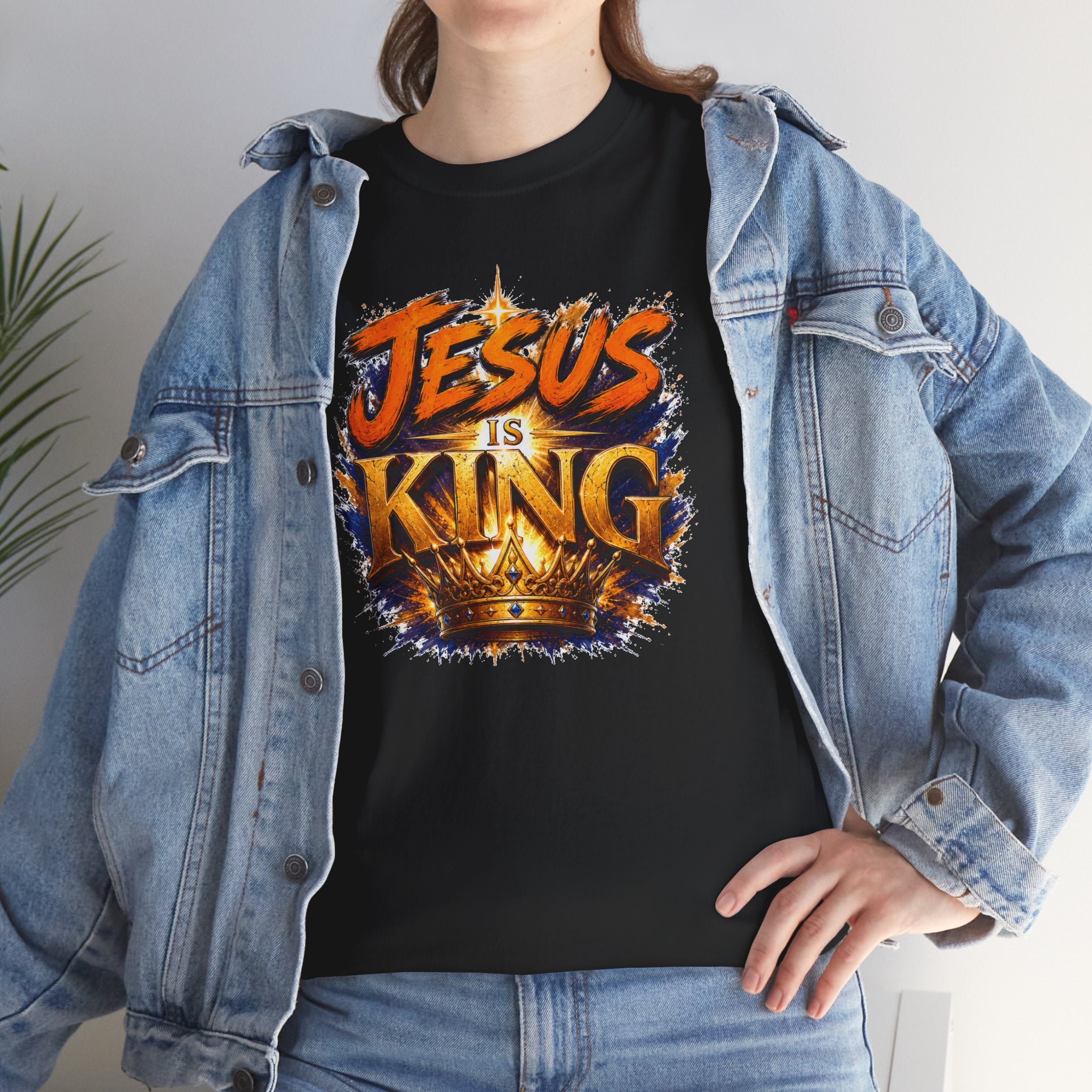 Jesus Is King Christian T-Shirt | Crown Graphic Tee | Religious Unisex Shirt | Faith Apparel | Christian Gift for Men & Women