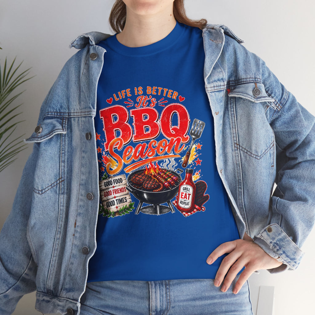BBQ Season T-Shirt | Life Is Better It's BBQ Season Tee | Funny Grill Shirt | Summer Cookout Shirt | Barbecue Lover Gift | Backyard BBQ Tee