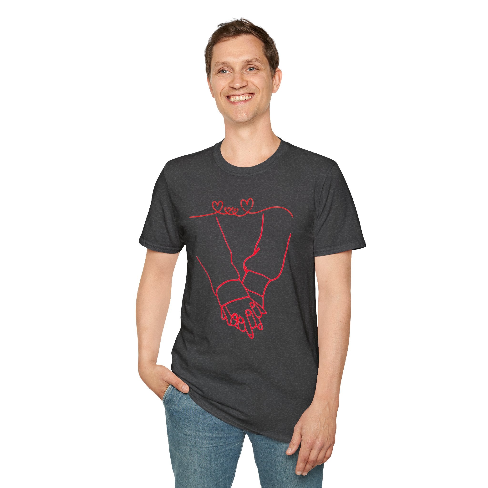 Couple Holding Hands Shirt, Matching Couple Gift, Minimalist Love Line Art T Shirt, Romantic Anniversary Gift for Him Her, Valentines Day Shirt
