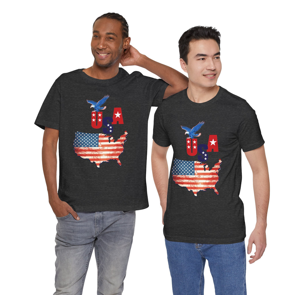 USA Flag Map T-Shirt, Patriotic Eagle Shirt, 4th of July Shirt, American Flag Tee, Independence Day Gift
