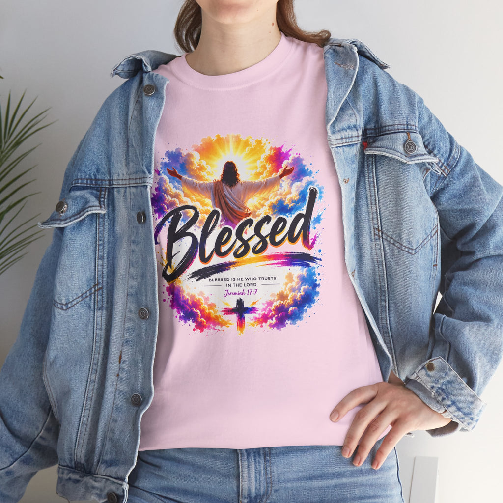 Blessed Christian T-Shirt, Faith Cross Shirt, Religious Graphic Tee, Jesus Lover Gift, Inspirational Unisex Christian Shirt