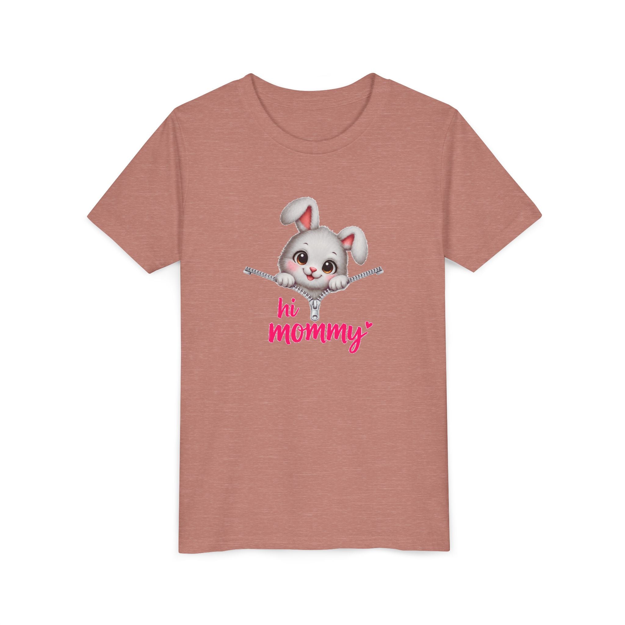 Cute Bunny Youth Shirt, Hi Mommy Kids Tee, Funny Rabbit Graphic T-Shirt, Cute Animal Lover Gift for Girls