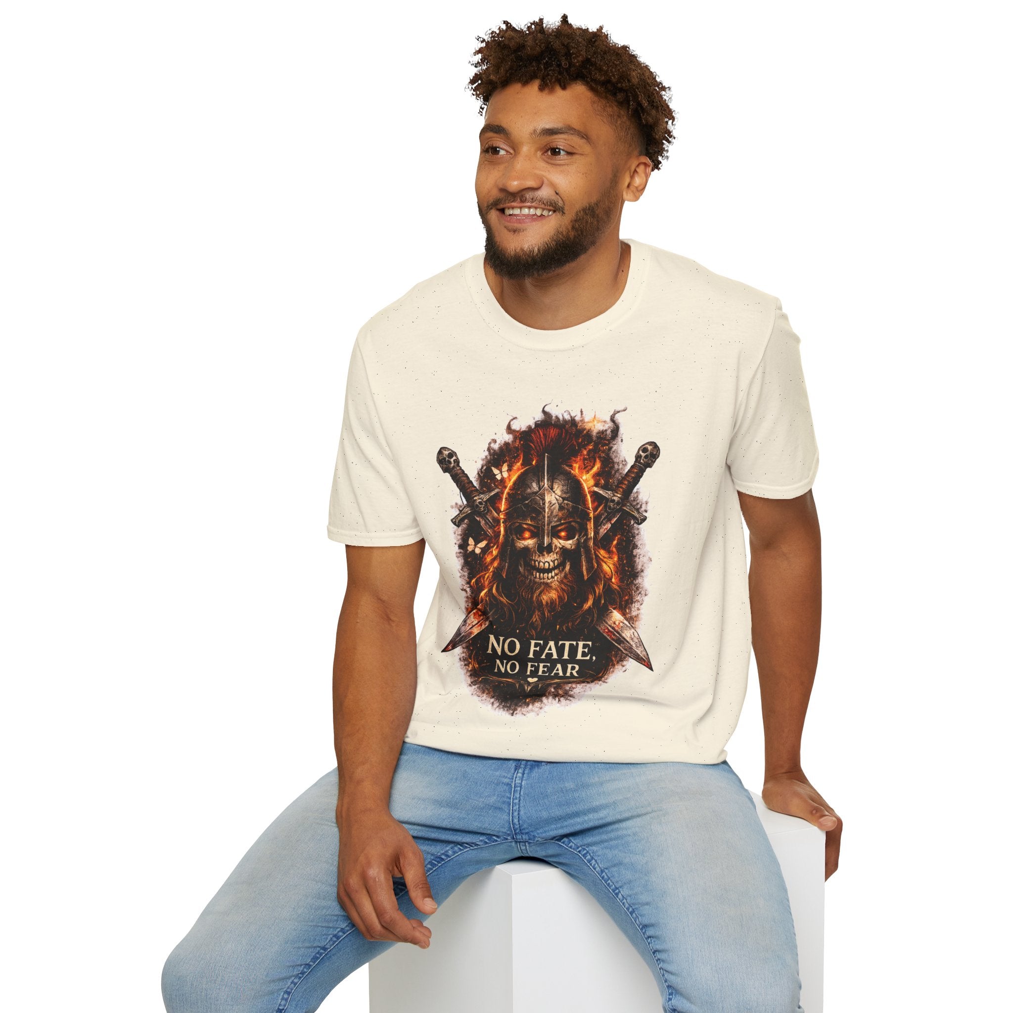 Viking Skull T-Shirt, Dragon Warrior Tee, Biker Graphic Shirt, Gothic Viking Shirt, No Fate No Fear Tee, Fantasy Streetwear