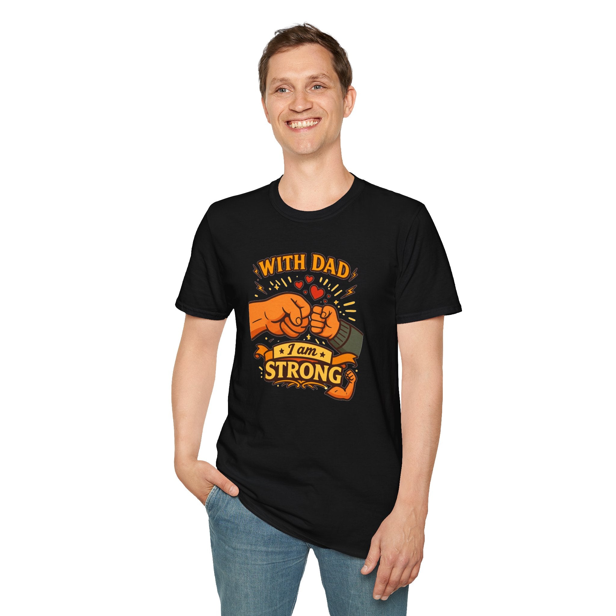 With Dad I Am Strong Shirt, Father’s Day Gift for Dad, Fist Bump Dad Tee, Matching Family Shirt, Cute Dad T-Shirt