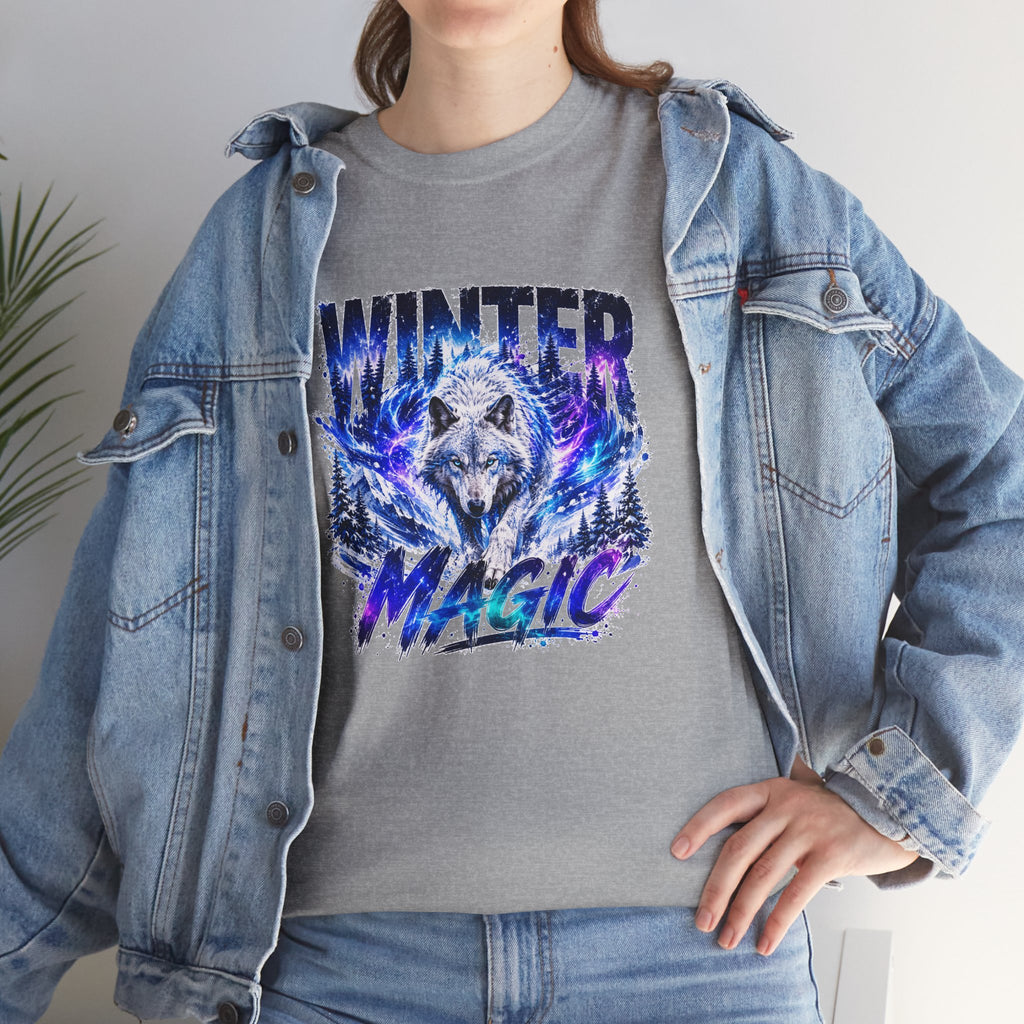 Wolf T Shirt, Winter Wolf Shirt, Wolf Lover Gift, Snowy Wolf Tee, Winter Magic Shirt, Wildlife Graphic Tee, Unisex Wolf Shirt