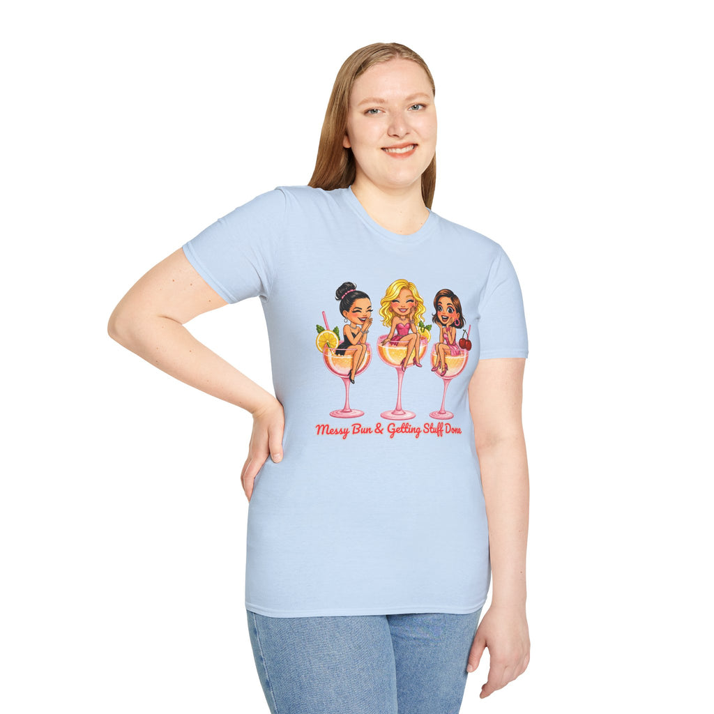 Messy Bun Getting Stuff Done Shirt Funny Mom Life Tee Cute Girls Cocktail Graphic T Shirt