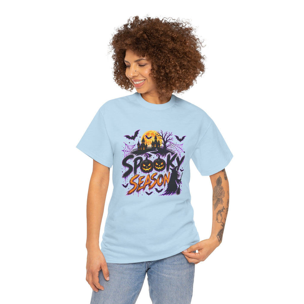 Spooky Season Halloween T-Shirt, Jack O Lantern Pumpkin Tee, Haunted House Graphic Shirt, Unisex Halloween Tee