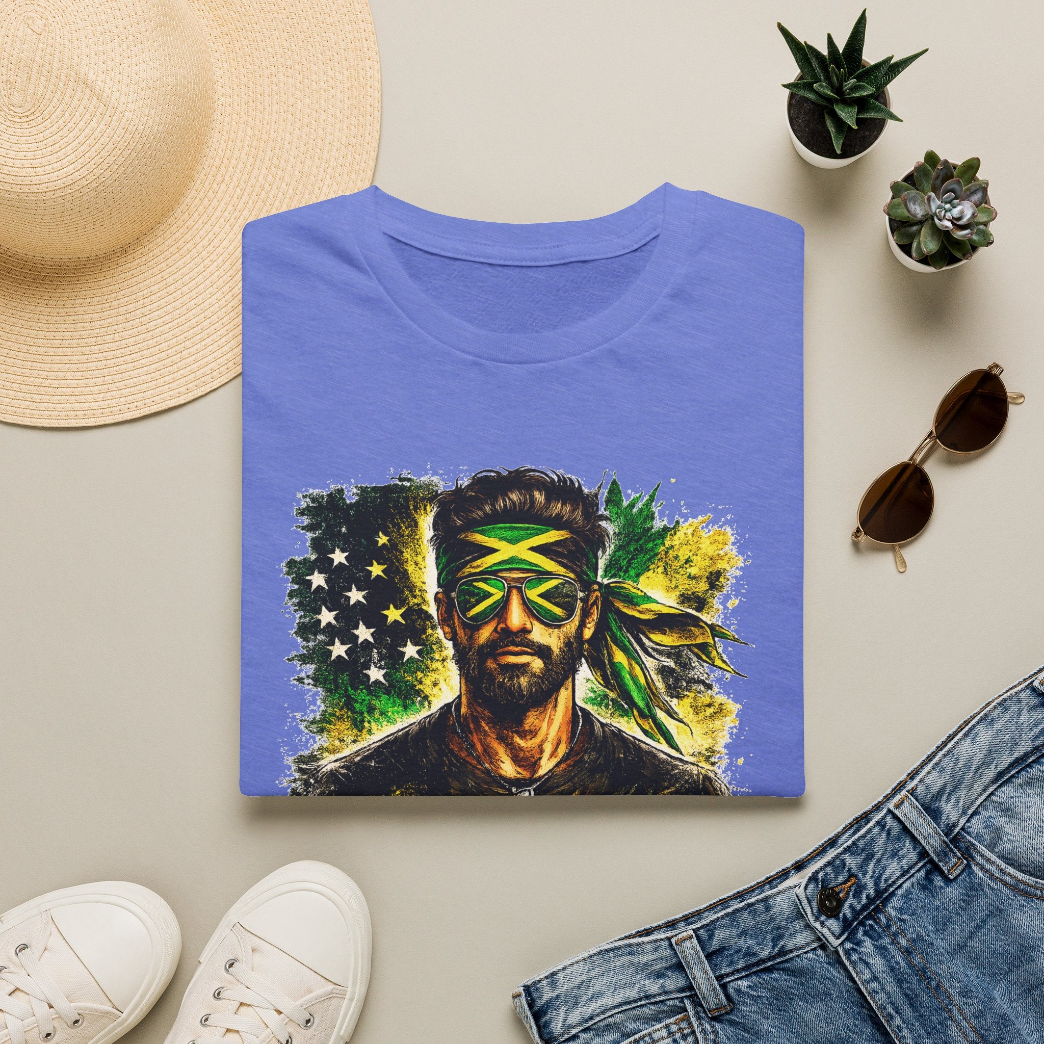 Jamaican Flag Portrait T-Shirt — Reggae Vibe Graphic Tee