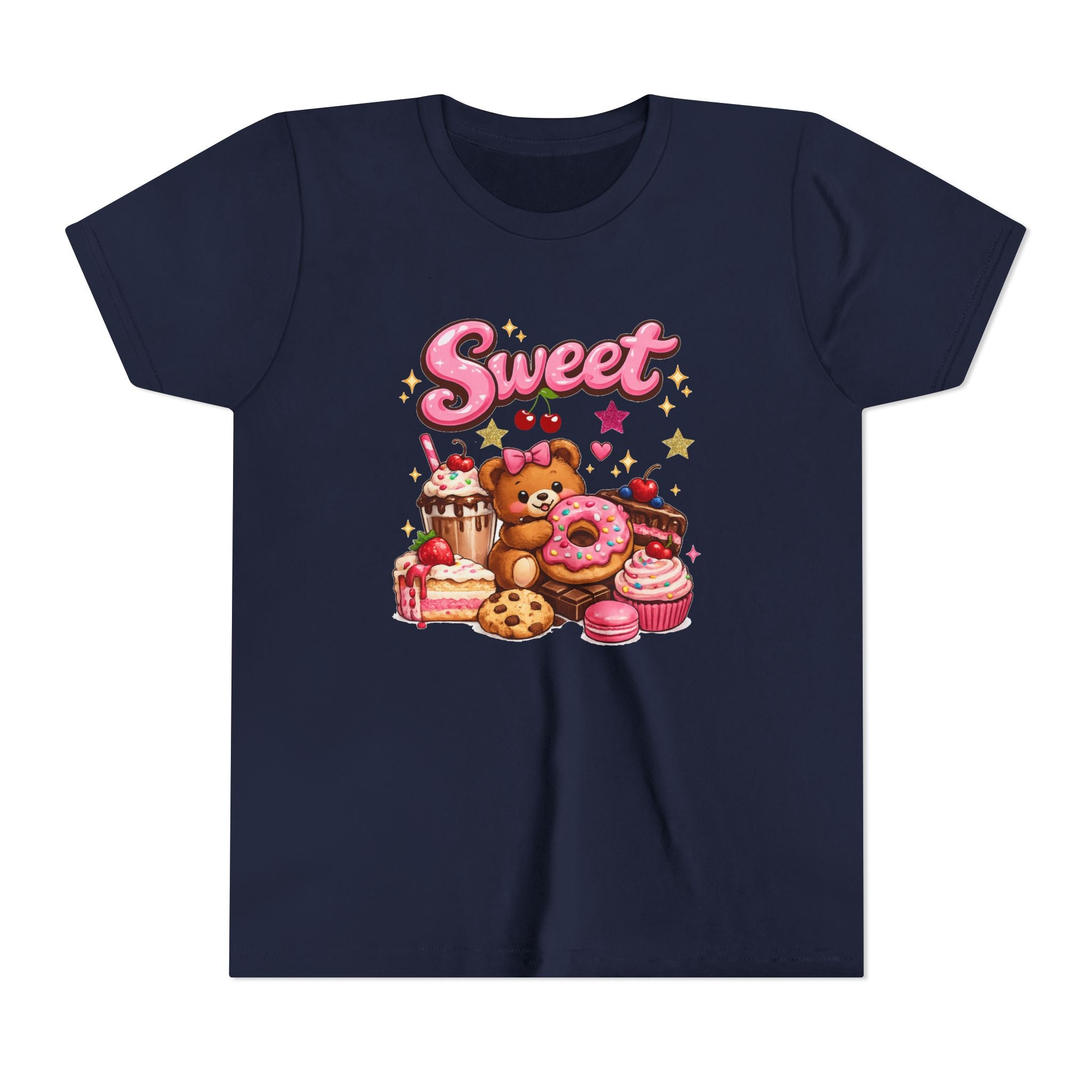 Youth Tee - "Sweet" Teddy Bear with Donuts & Desserts Kids Shirt