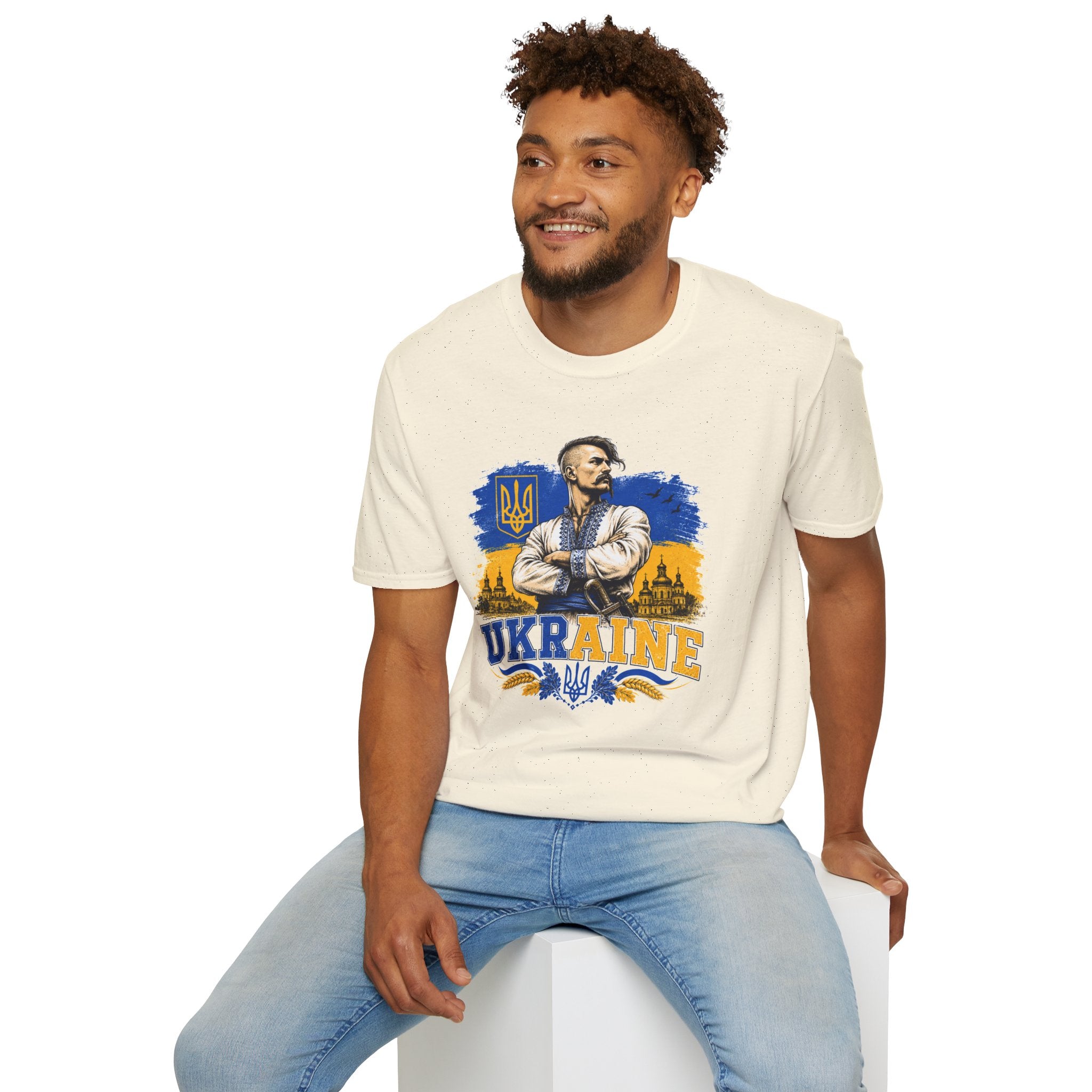 T-Shirt — Ukraine Cossack Patriotic Tee with Tryzub Crest