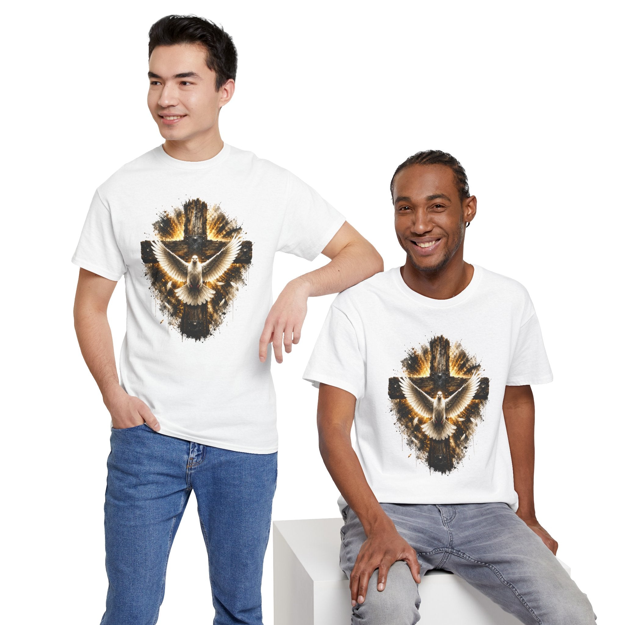 Christian Dove Cross T-Shirt | Holy Spirit Shirt | Faith Graphic Tee | Religious Gift | Bible Believer Shirt | Unisex Christian Tee