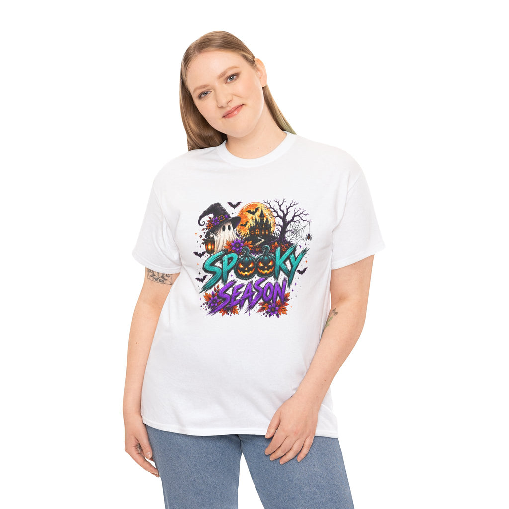 Spooky Season Halloween T-Shirt, Haunted House Pumpkin Tee, Halloween Graphic Shirt, Unisex Fall Tee