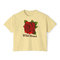 Wild Heart Rose T-Shirt for Women Vintage Floral Boxy Tee