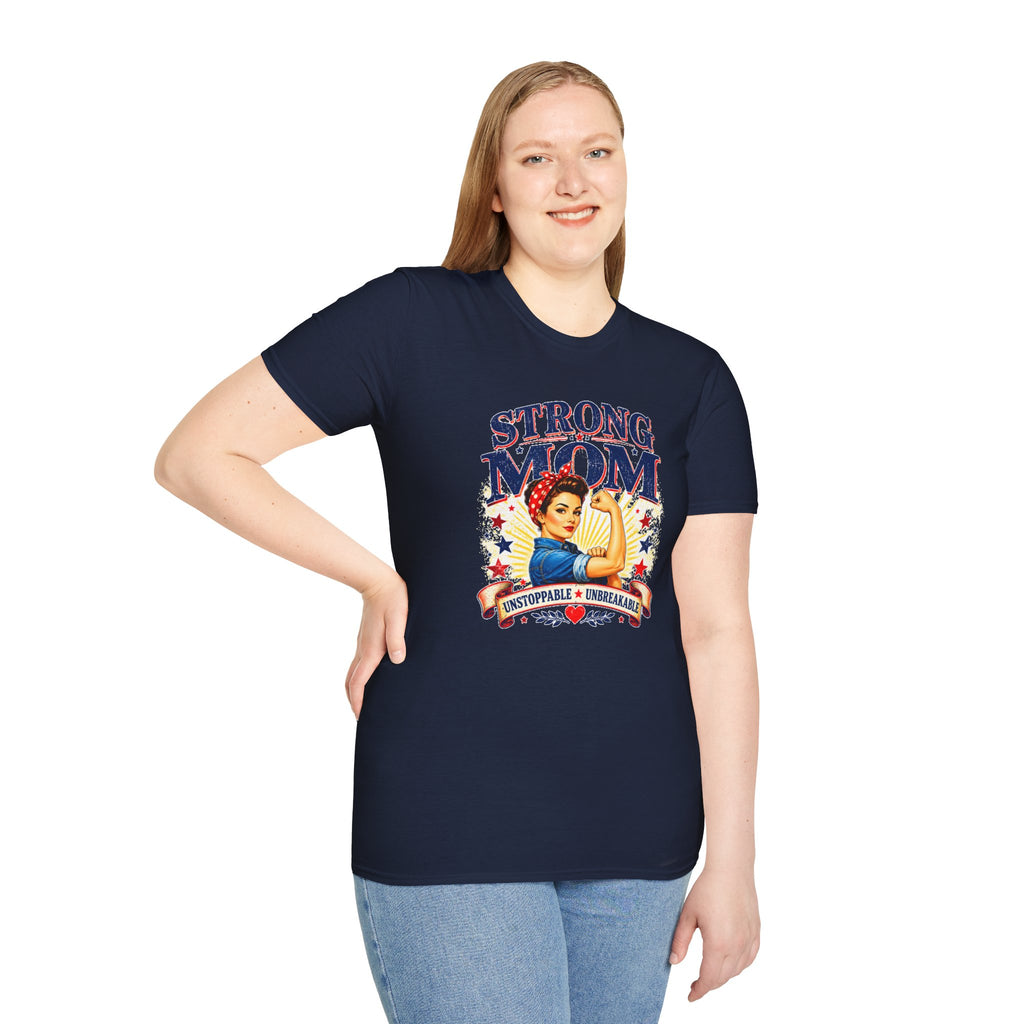 Strong Mom T-Shirt | Retro Vintage Mom Shirt | Empowered Mother Graphic Tee | Gift for Mom | Inspirational Women's T-Shirt